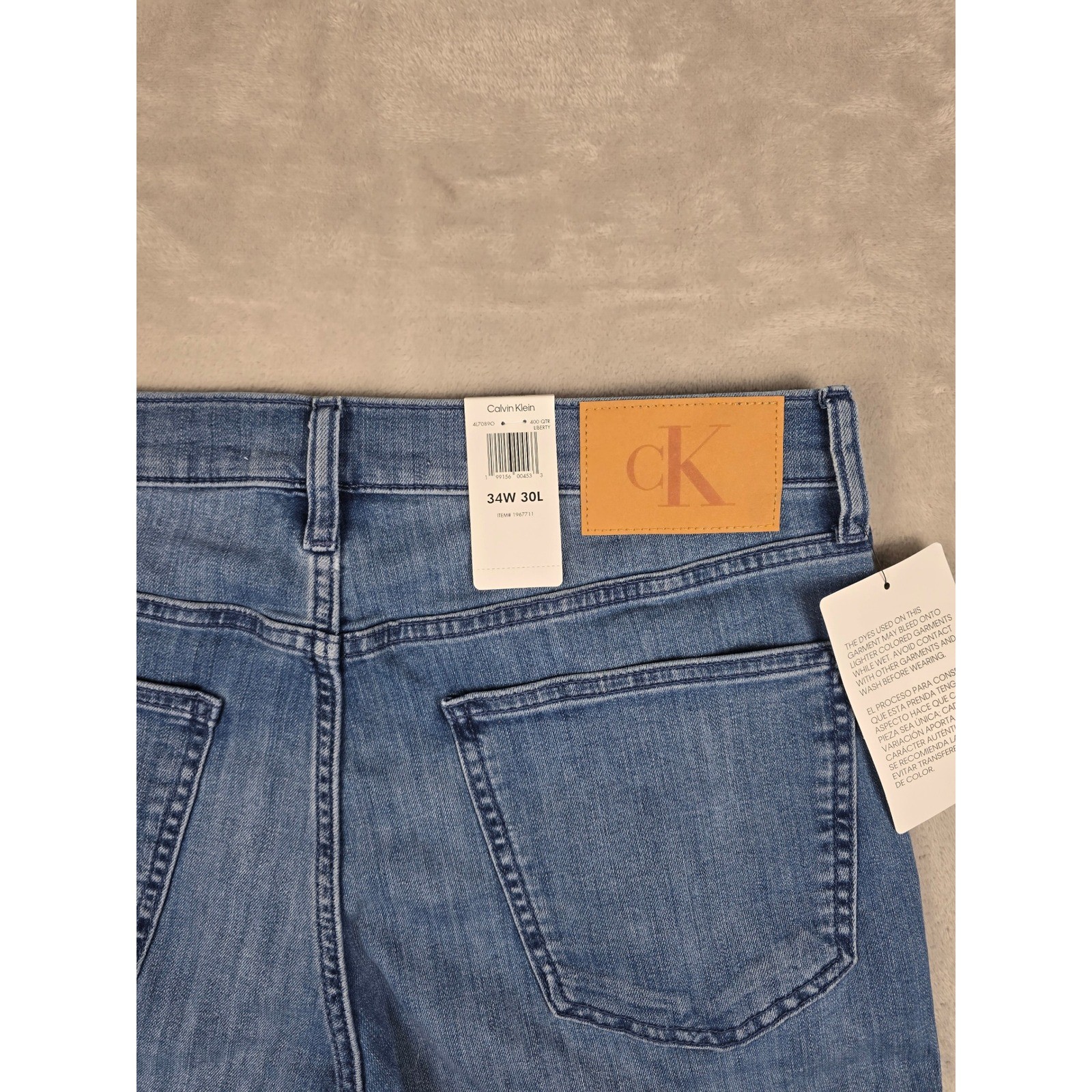 Calvin Klein Jeans Mens 34×30 Blue Straight Leg Denim Pants Stretch