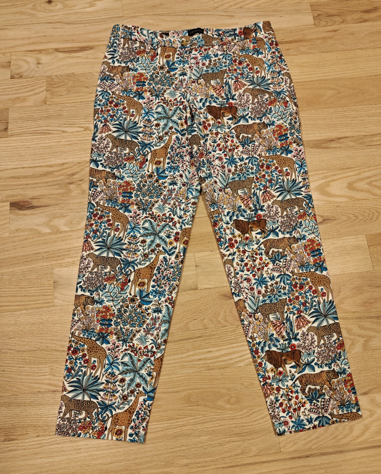 NWT Talbots Relaxed Chino Sz 6 Safari Animal Print