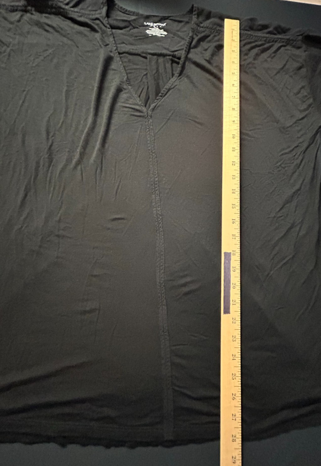 Lane Bryant 18 20 Plus Black Mixed Media Blouse Stitching Pleated Back 7/8 Slv