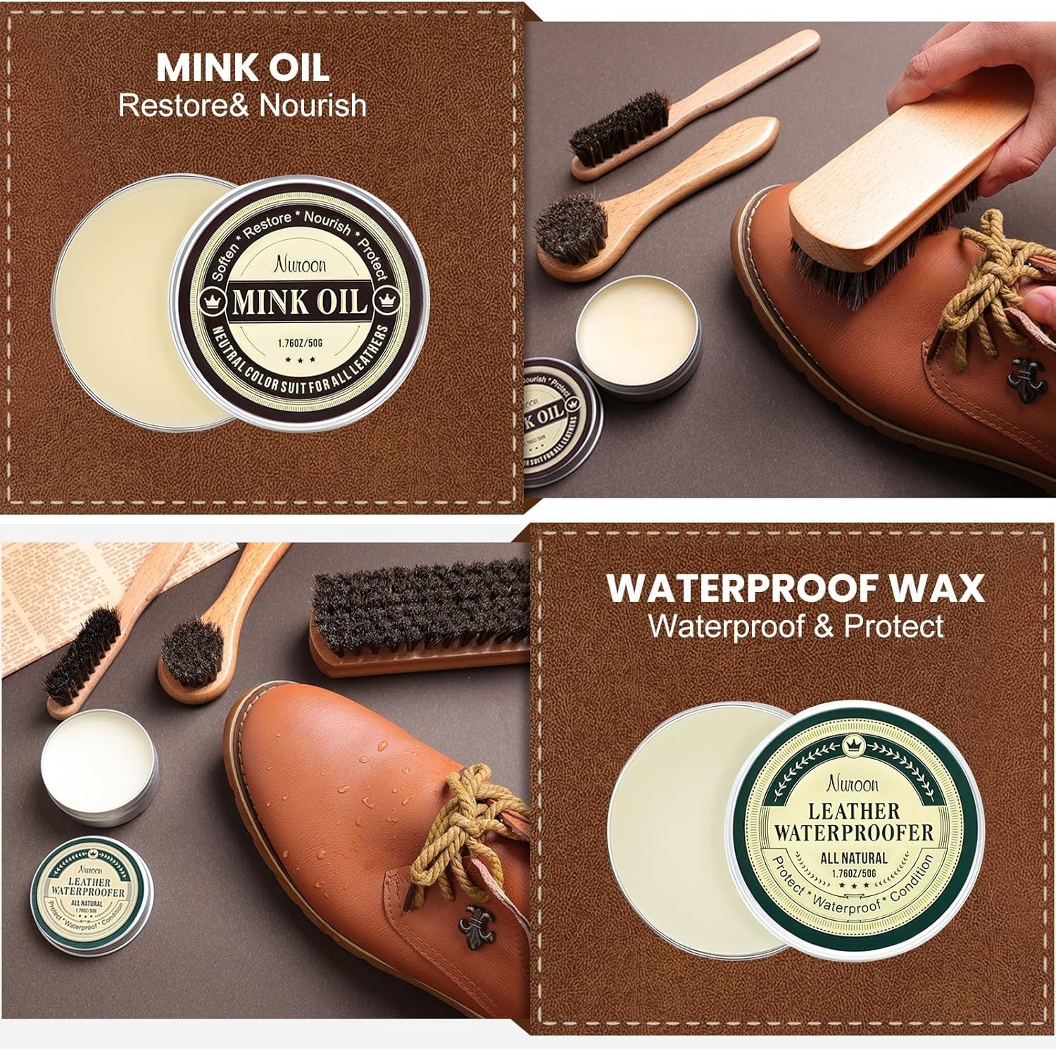 Complete Leather Care Kit – Brushes, Soap, Oil, Wax