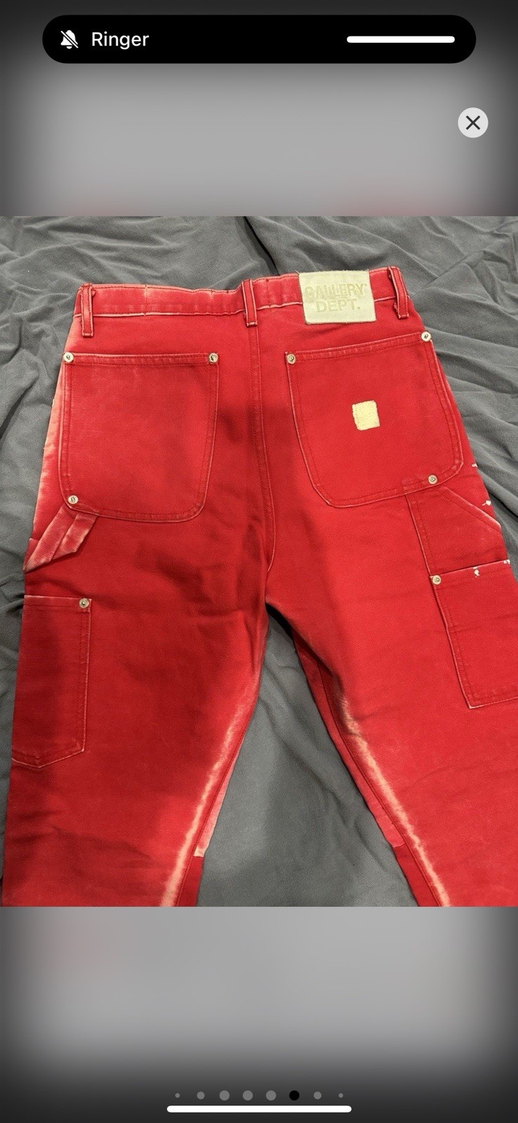 Gallery Dept. Men’s Carpenter Flare Red Acid Wash Paint Splatter Jeans 31