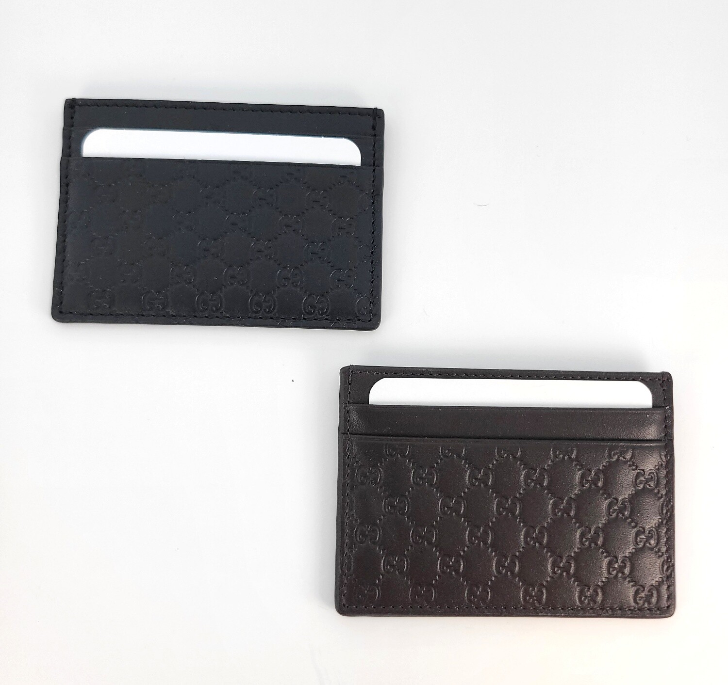 New Authentic Gucci Micro Guccissima Black – Brown Leather Card Case Holder