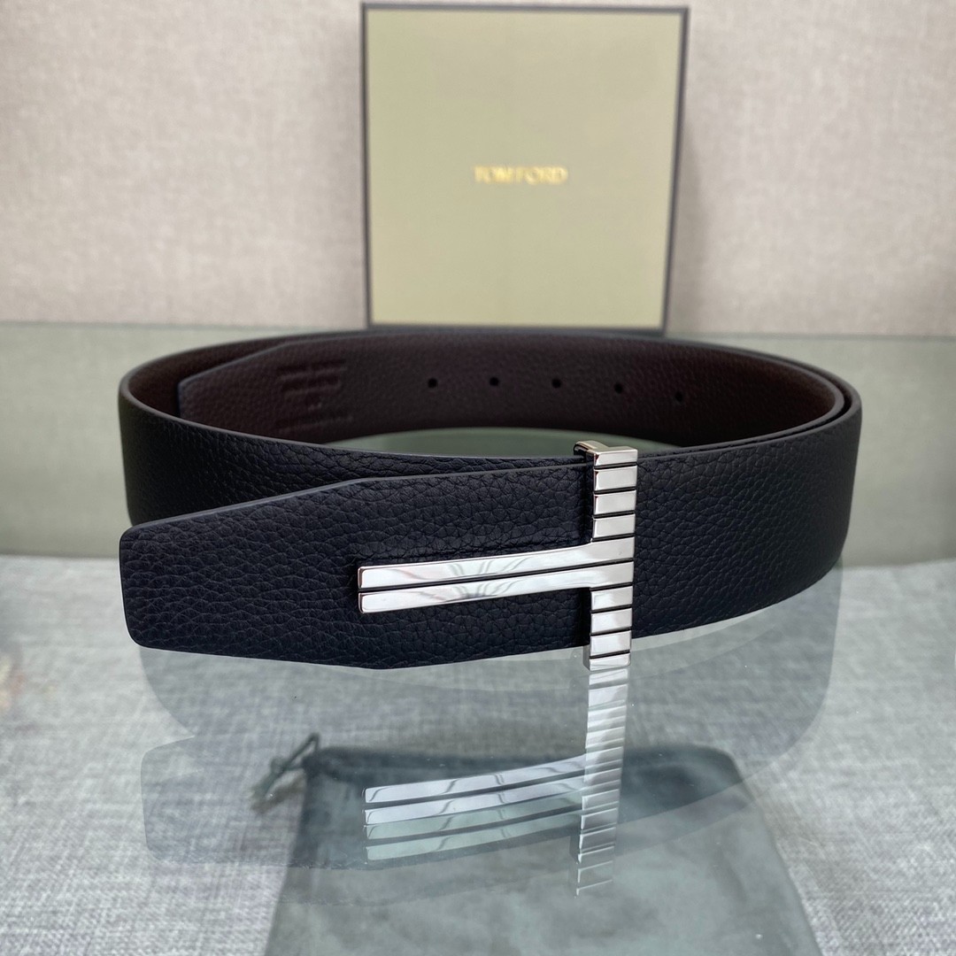 Authentic Tom Ford Reversible Leather T-Buckle Belt Luxury Designer Fashion