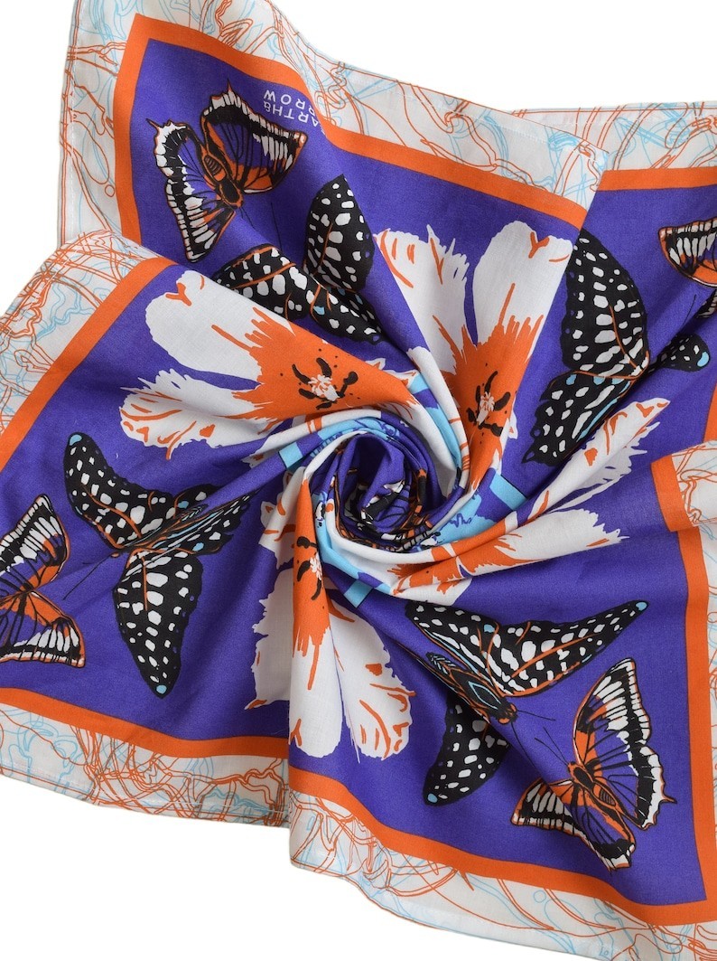 Butterfly Bandana: Soft 100% Cotton Handkerchief Hand Screen Printed Pollinator