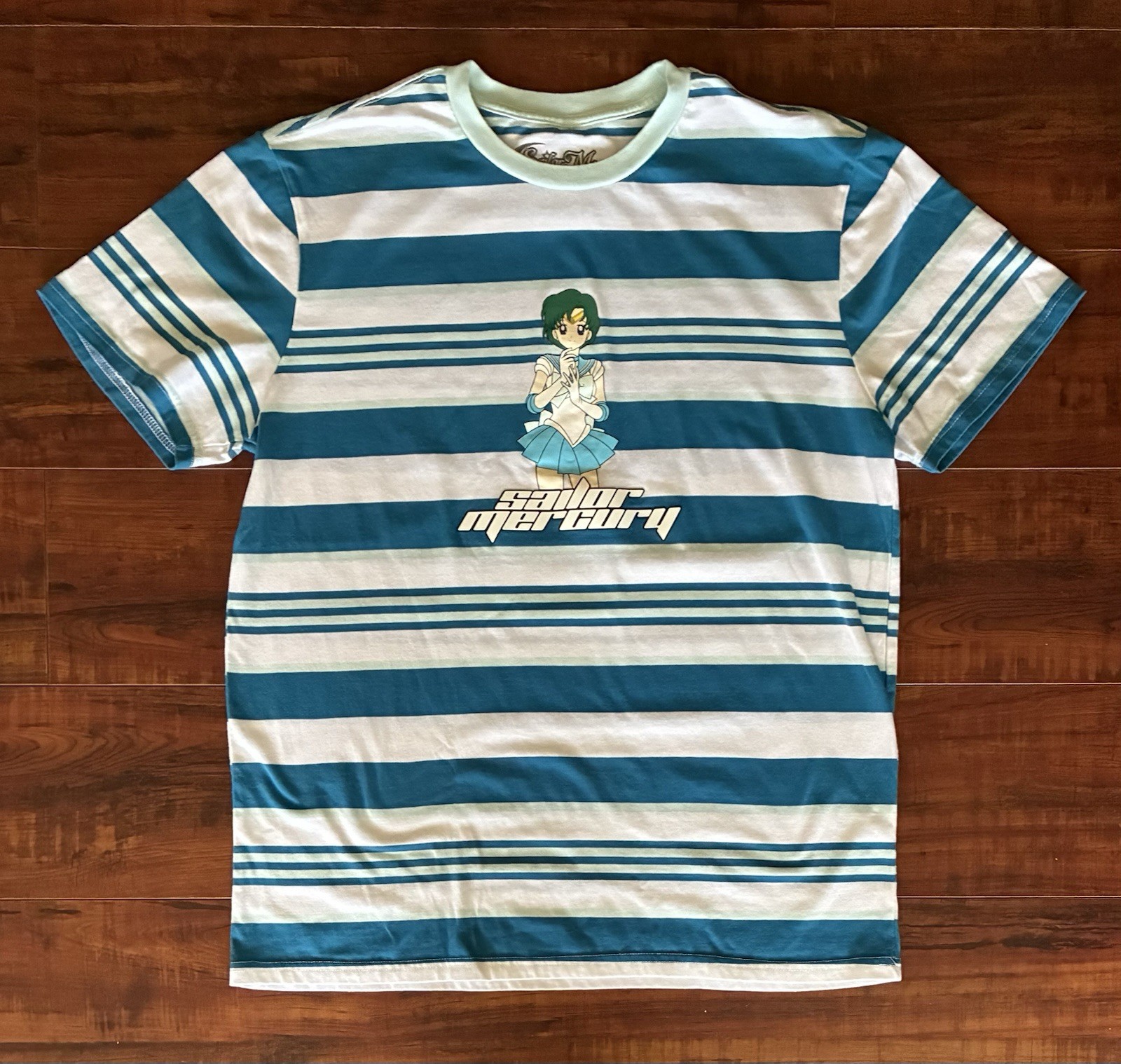 Rare Sailor Moon Sailor Mercury Striped Promo Shirt Sz L