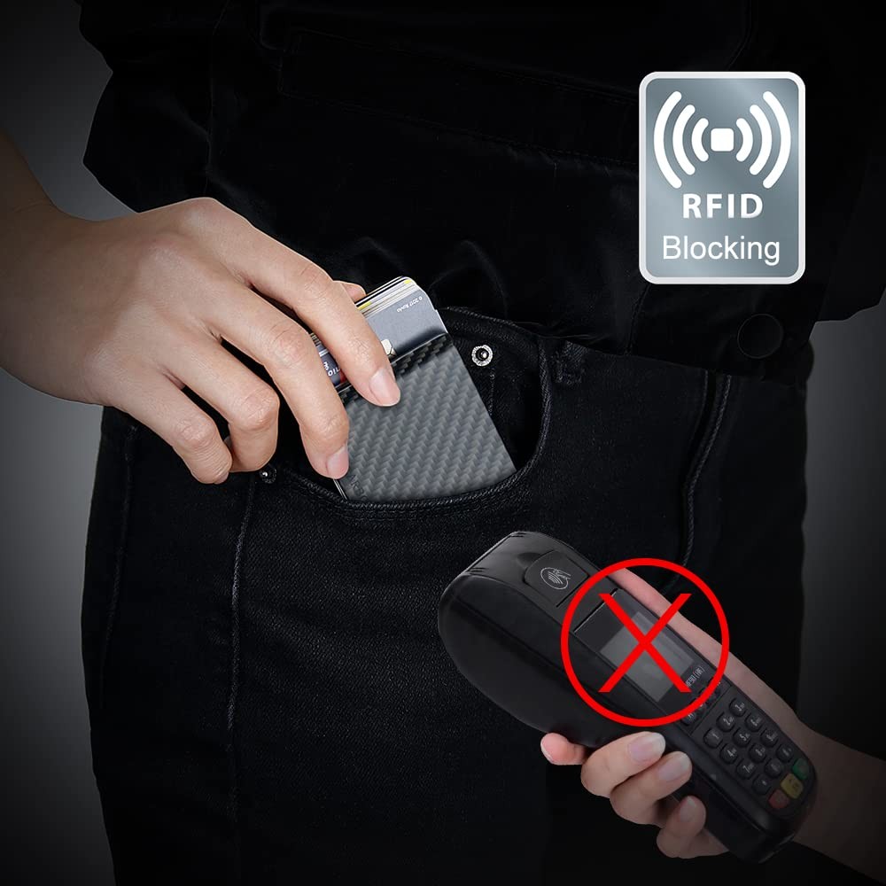 MONOCARBON Carbon-Fiber-Wallet for men and Mens Credit Cards matte black
