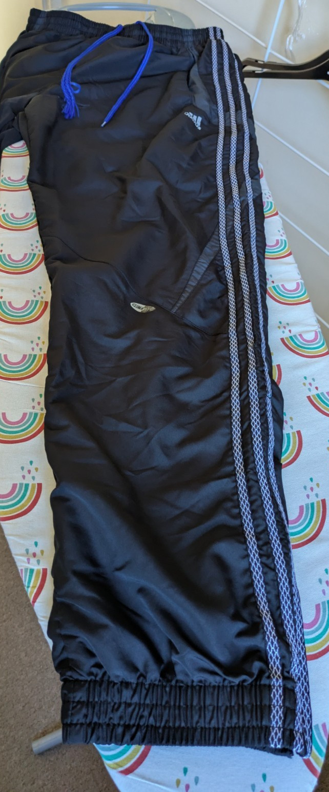 Vintage Adidas Climalite Track Pants Mens Medium Black 06/07 Mesh Lined Zips