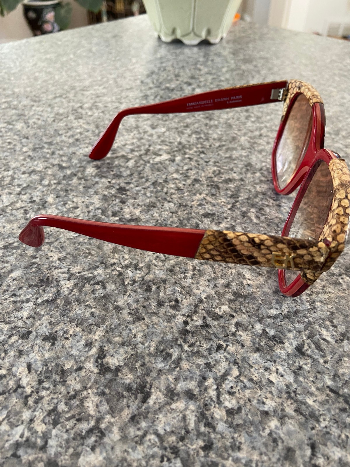Emmanuelle Khanh Paris 8080 69 PP Red Snake Skin Framed Sunglasses