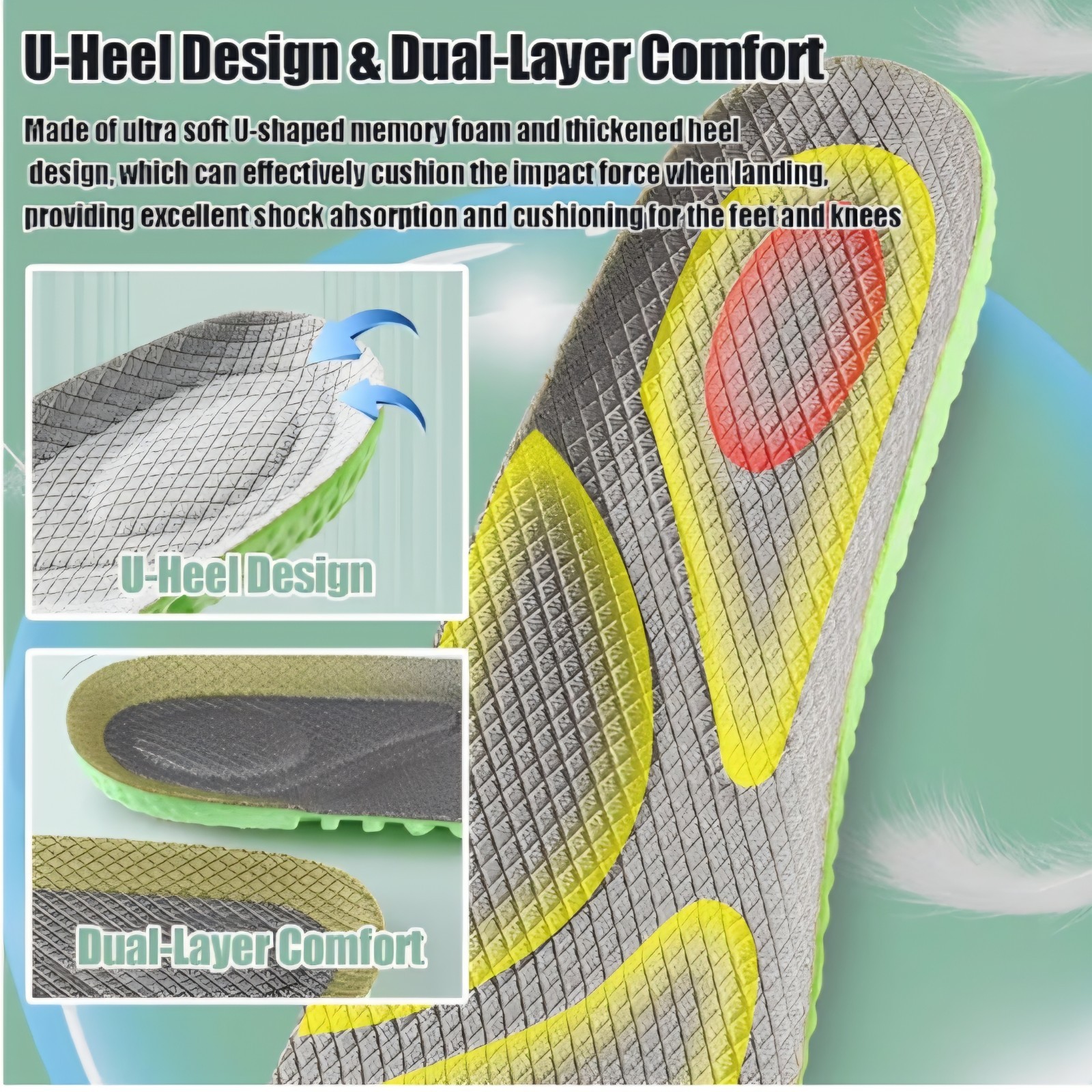 Cloud Sports Insoles Memory Foam Arch Support New Men Women Cushioned SZ 8-11