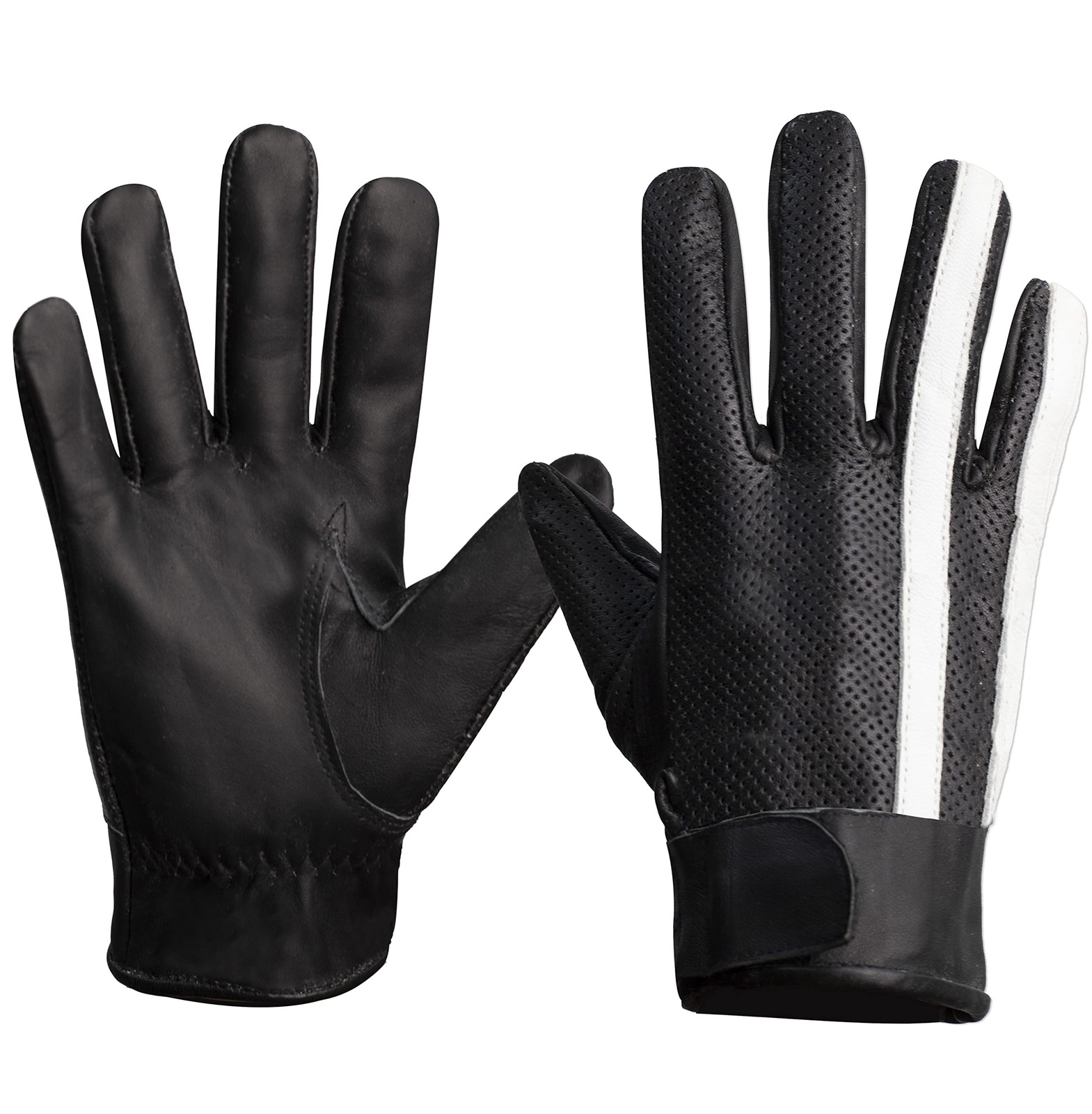 Mens Real Leather Driving Gloves Warm Winter Thin Button Down Riding Glove