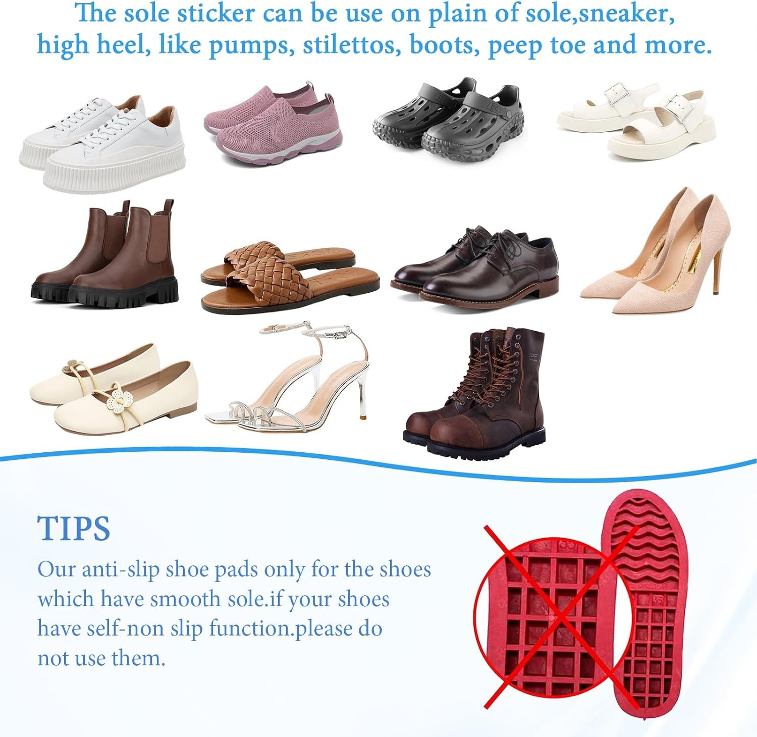 6pcs Clear Shoe Sole Protectors Anti-Slip Invisible Heel Guards for Sneaker/Heel