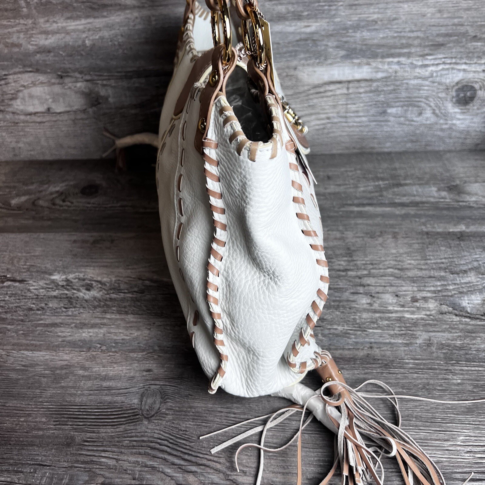 NEW RETRO LAUNDRY ICE 0270 LEATHER BRAIDED SATCHEL PURSE HAND BAG