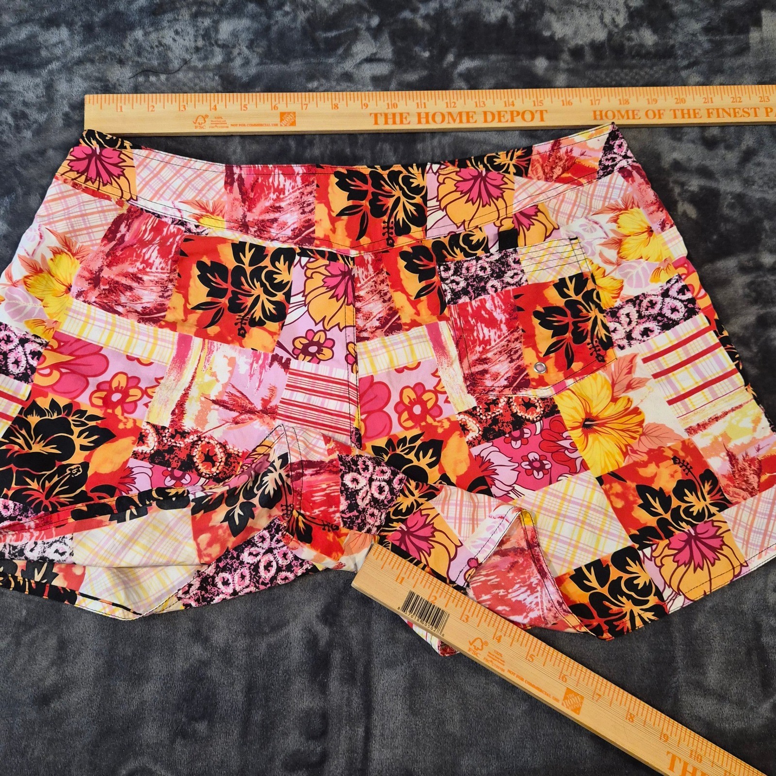 Catalina Ocean Gear Board Short XL Pink Orange Hibiscus Floral Patchwork 95545Z3