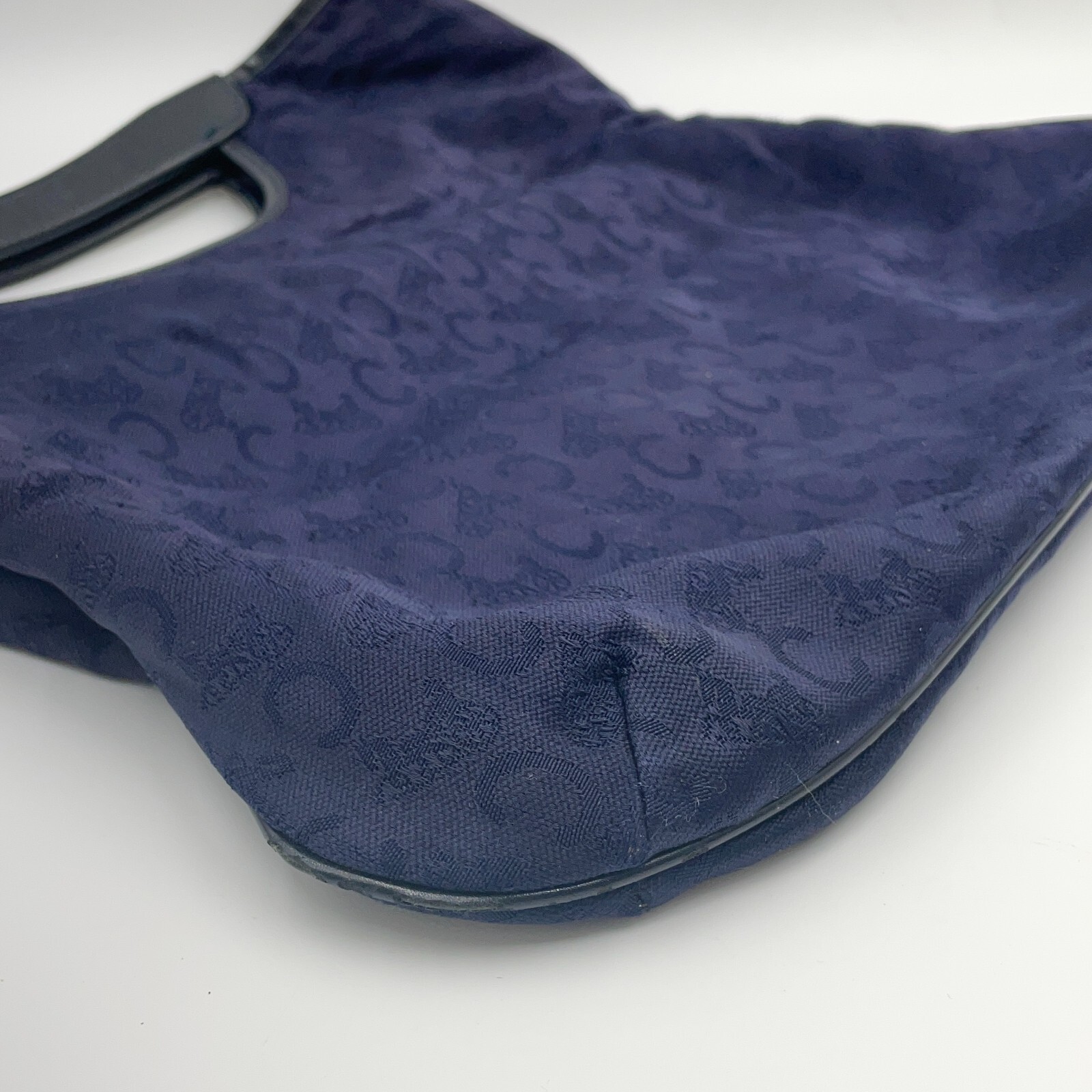 CELINE C Macadam Canvas Hand Bag Navy Auth Japan Vintage 714