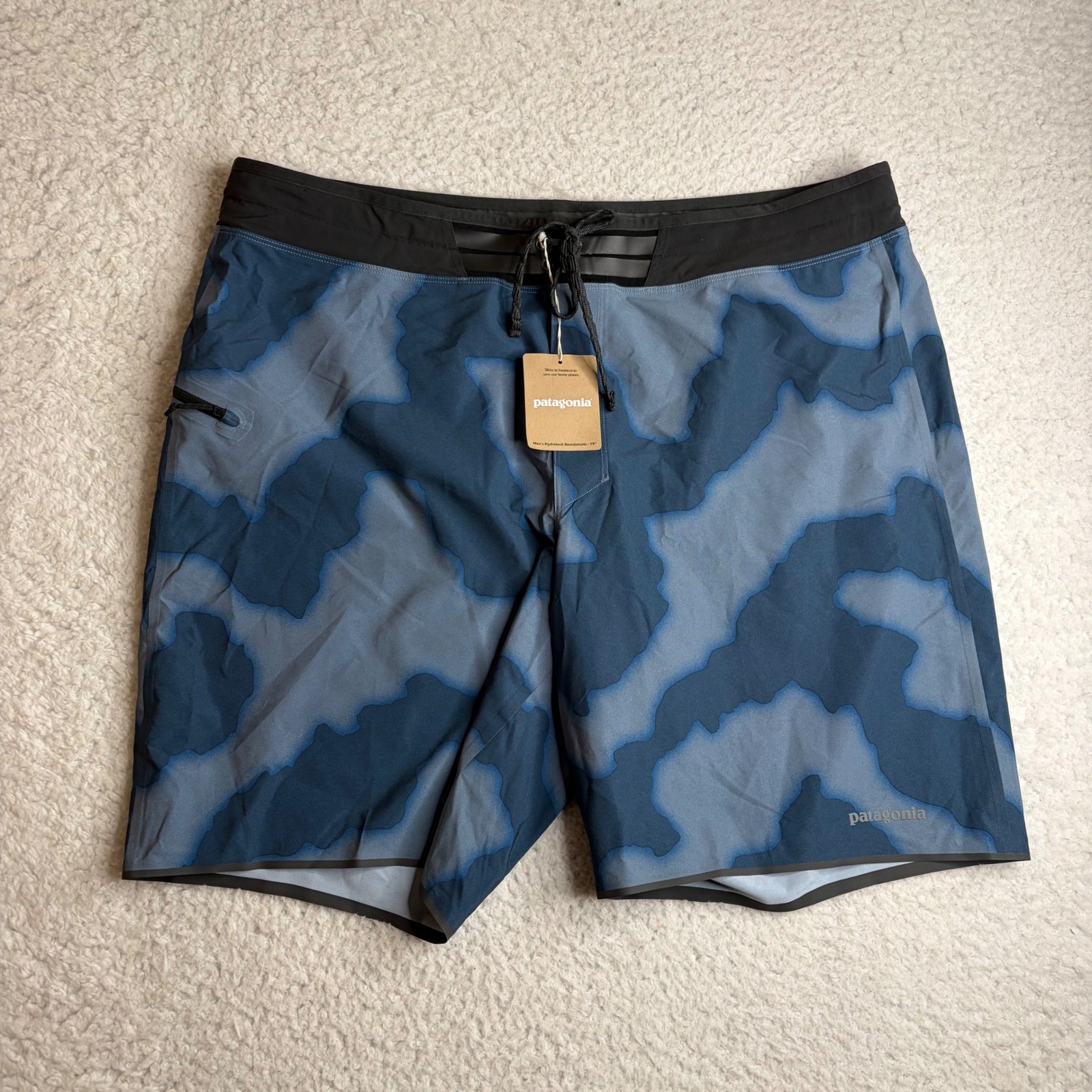 NEW Patagonia Hydrolock Boardshorts 19 Mens 40 Utility Blue Clouds 86415 SP24