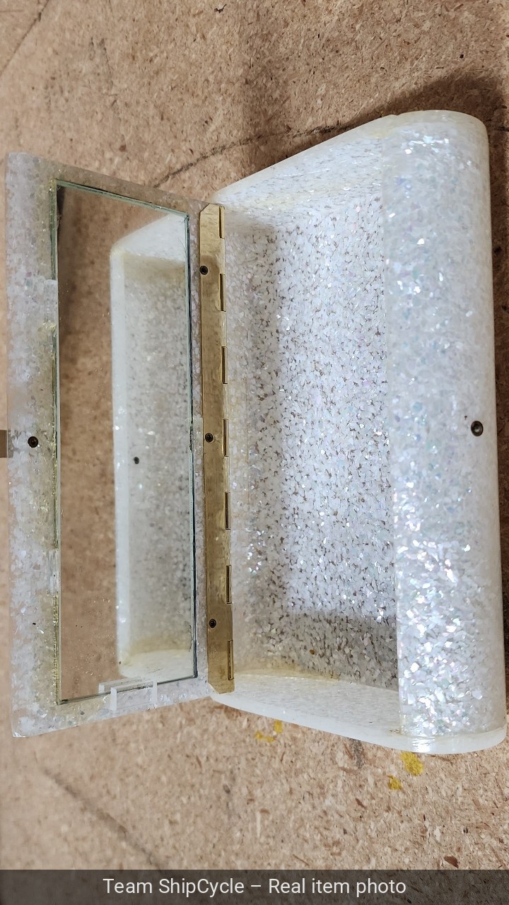 Vintage Sparkling Lucite Wilardy Clutch purse with Goldtone Accent G2U