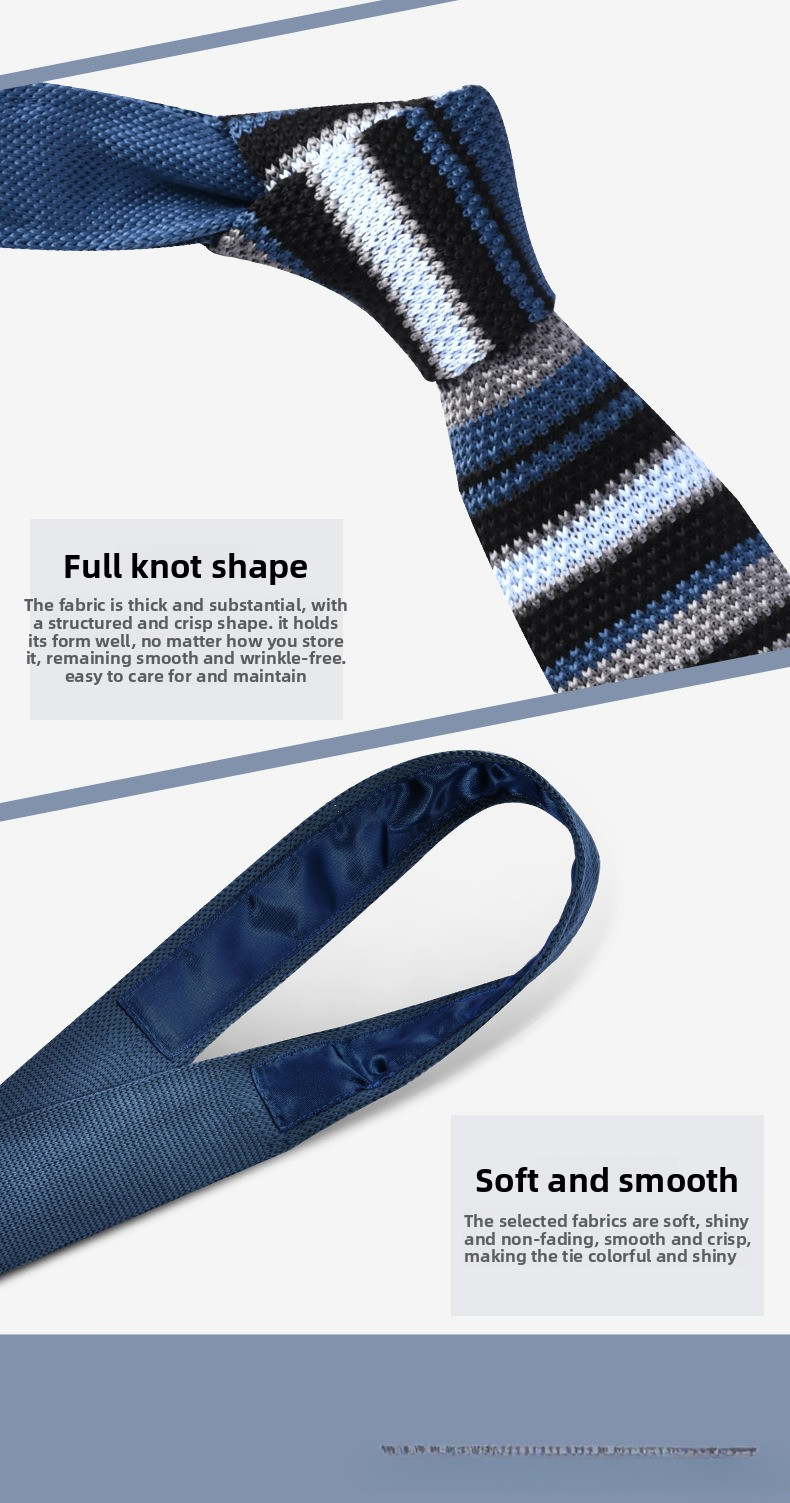 Knitted Tie Men’s Casual Stripe Necktie Party Groom Gentleman Modern Woven Gift