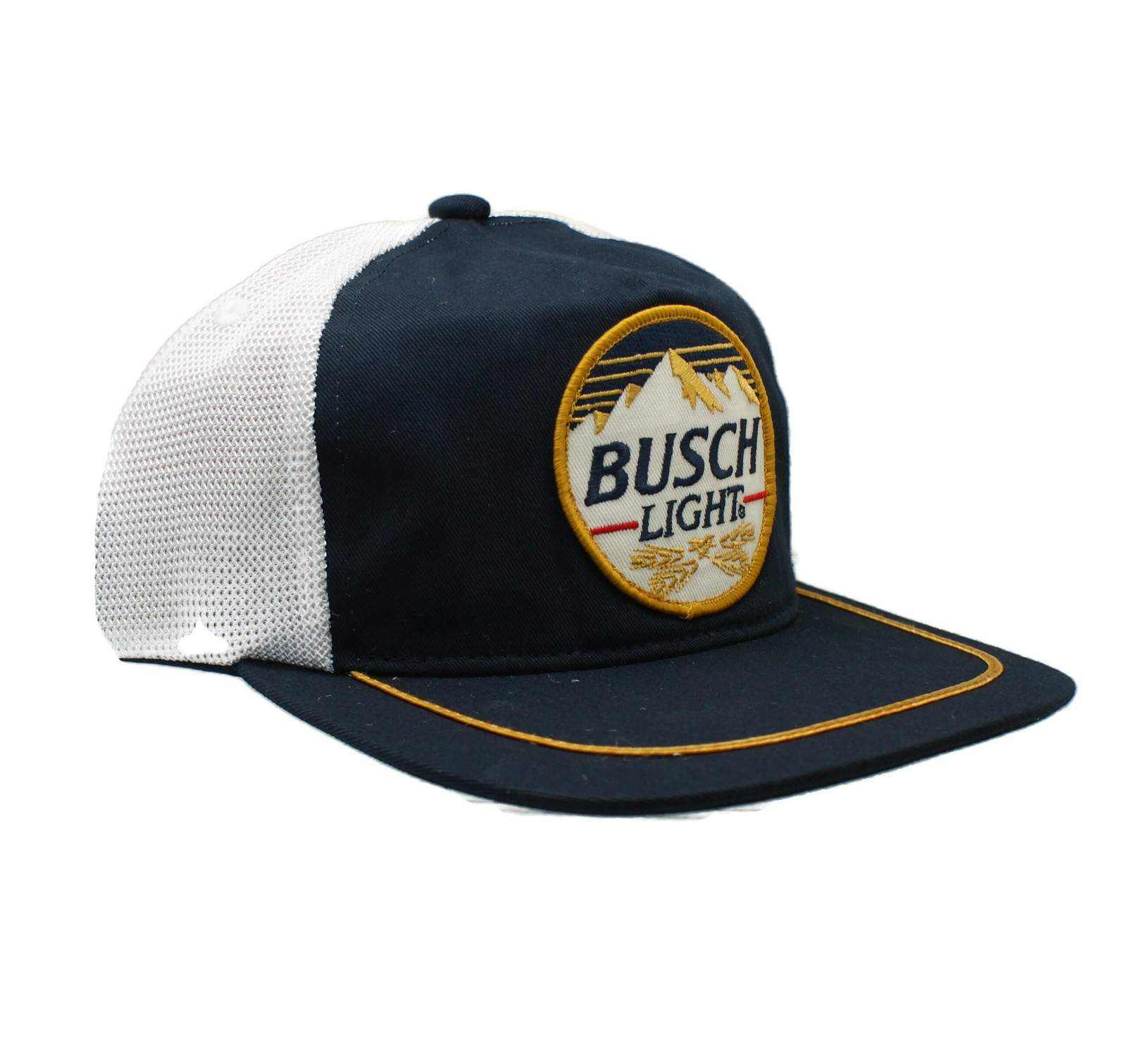 Busch Light Embroidered Twill Patch Flat Bill Cap Washed Cotton Twill Hat