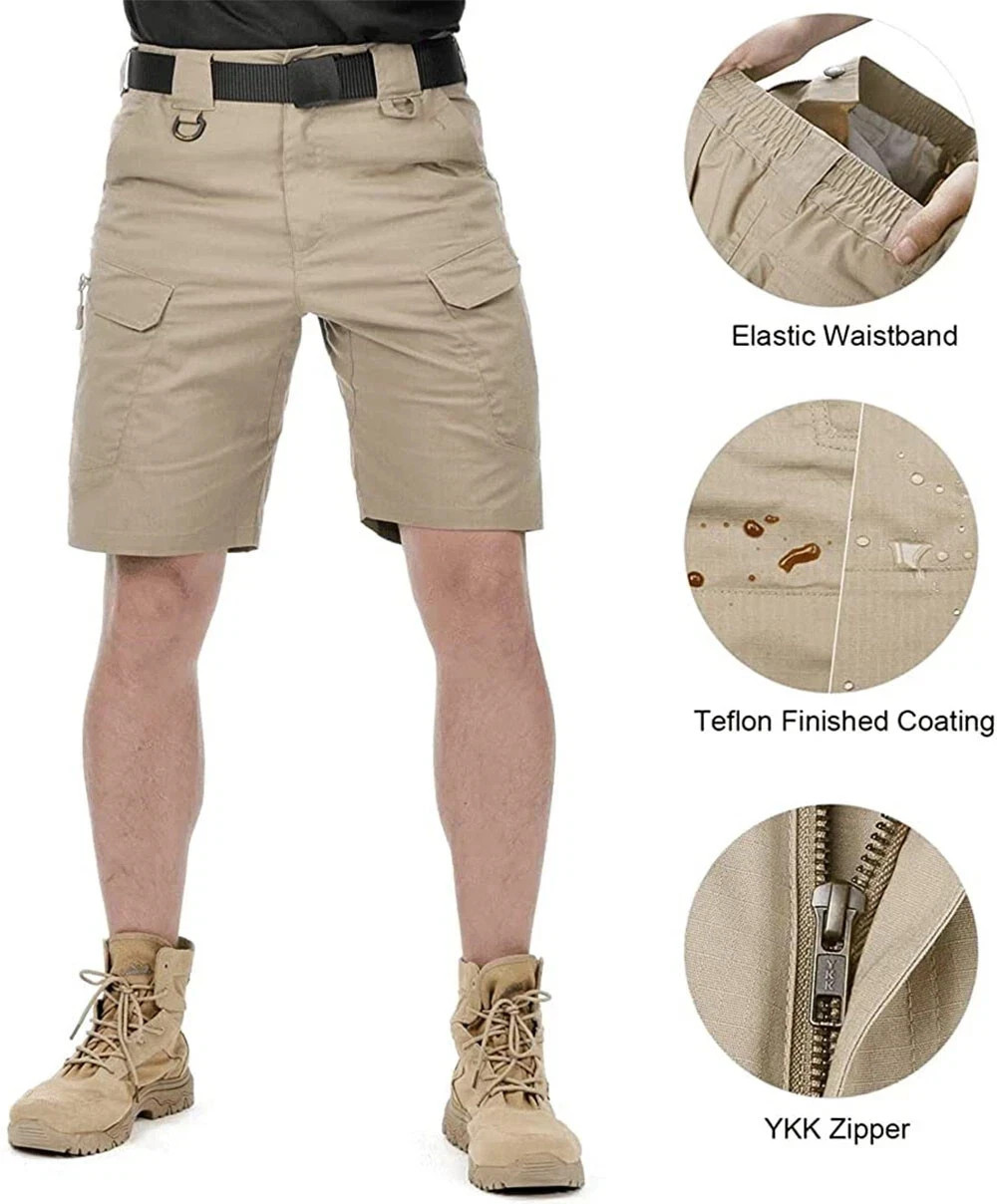 Mens Summer Tactical Shorts Cargo Outdoor Waterproof Hiking Fishing Track Short