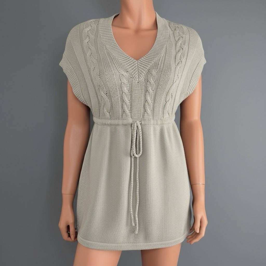 90s Mossimo Babydoll Cable Knit Tunic L Earthy, Neutral, Academia, Cozy Layer