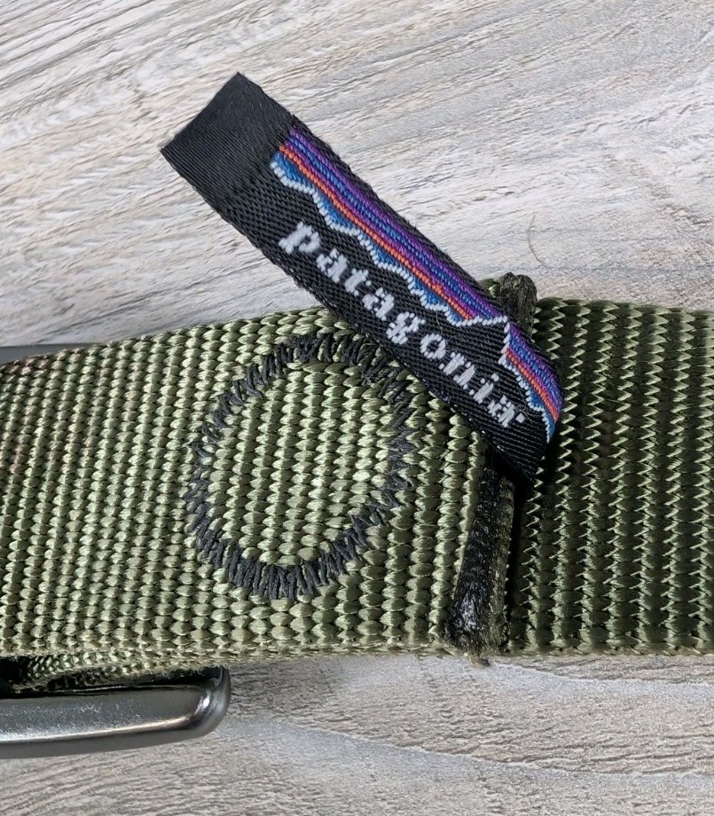 Patagonia 40 in Olive Tech Web Belt Lightweight Adventure Belt Hiking Outdoor