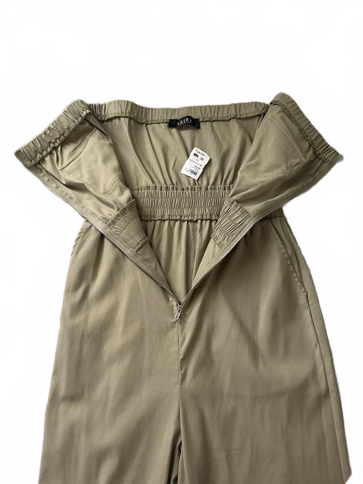 AKIRA Olive Strapless Cargo Jumpsuit with Snap Flap Pockets NWT Medium
