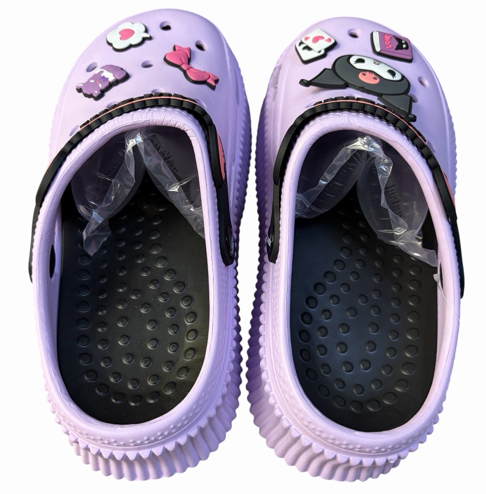 Crocs Sanrio Kuromi Hello Kitty Womens 9-9 1/2 Stomp Sandals Black Purple 40-41