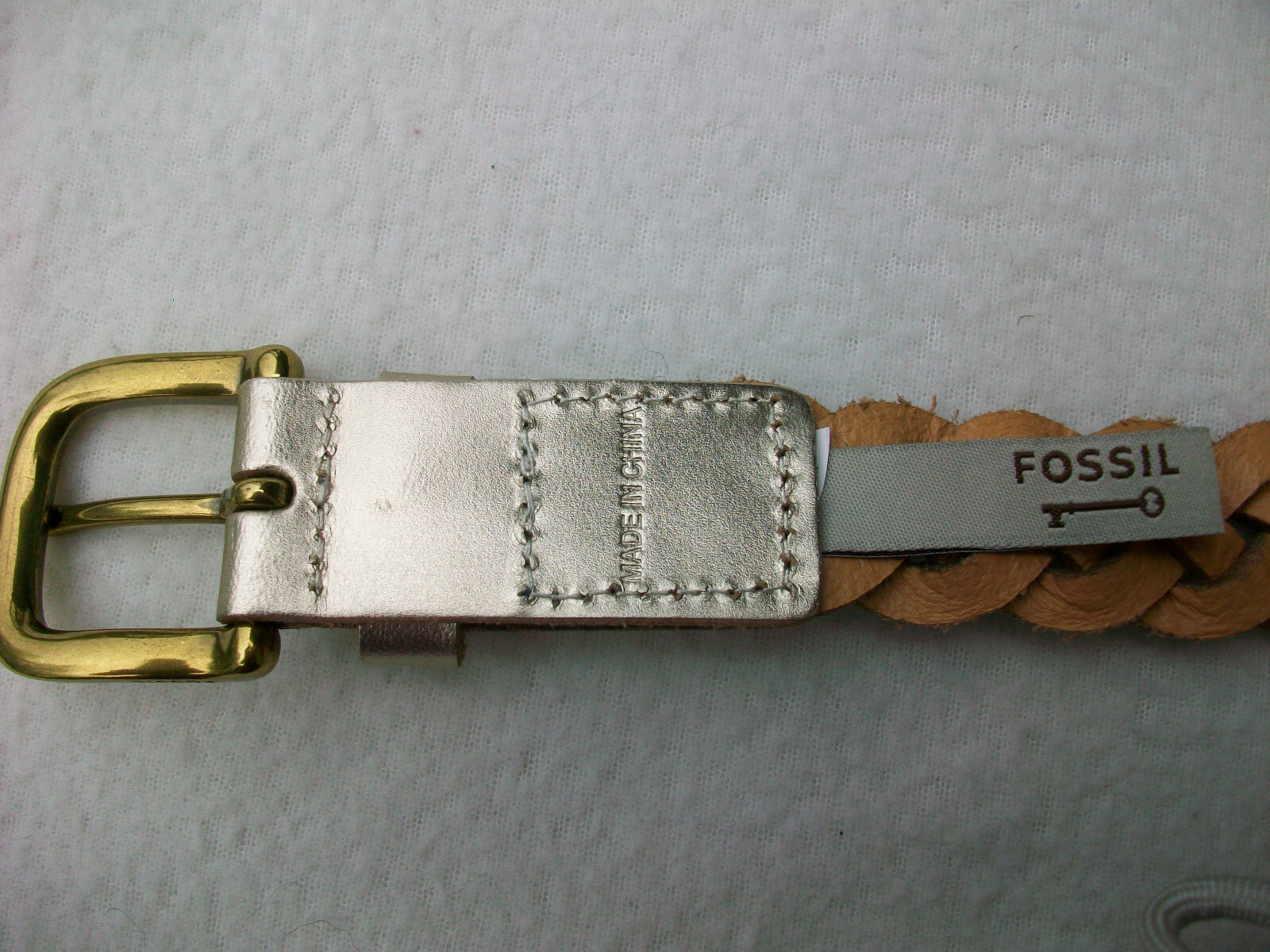 Fossil Womens Medium Width Belt Sz 31 32 34 Waist Gold Brown Braided