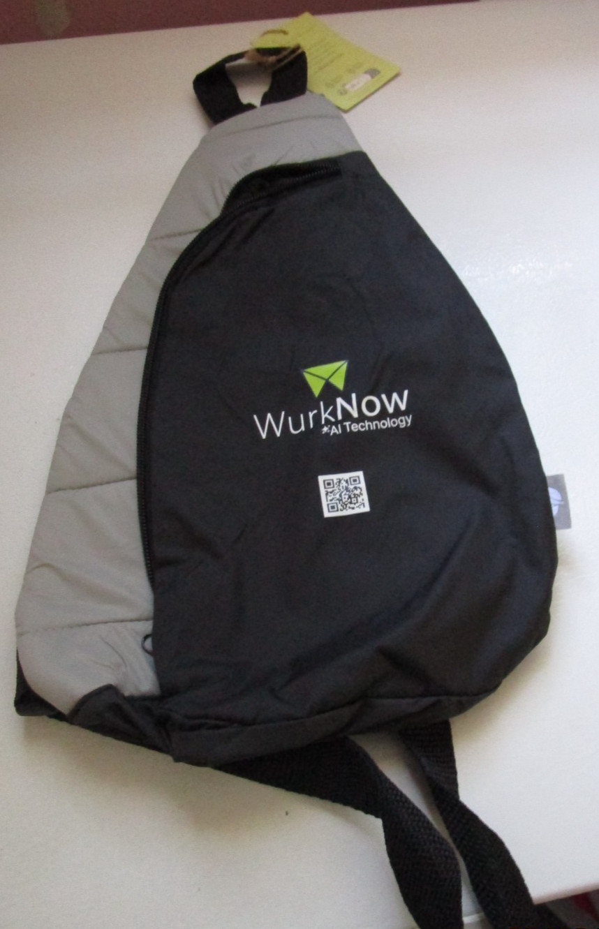 New WurkNow AI Technology Cross Body Bag 13.5 in long 8 in Wide Black & Gray
