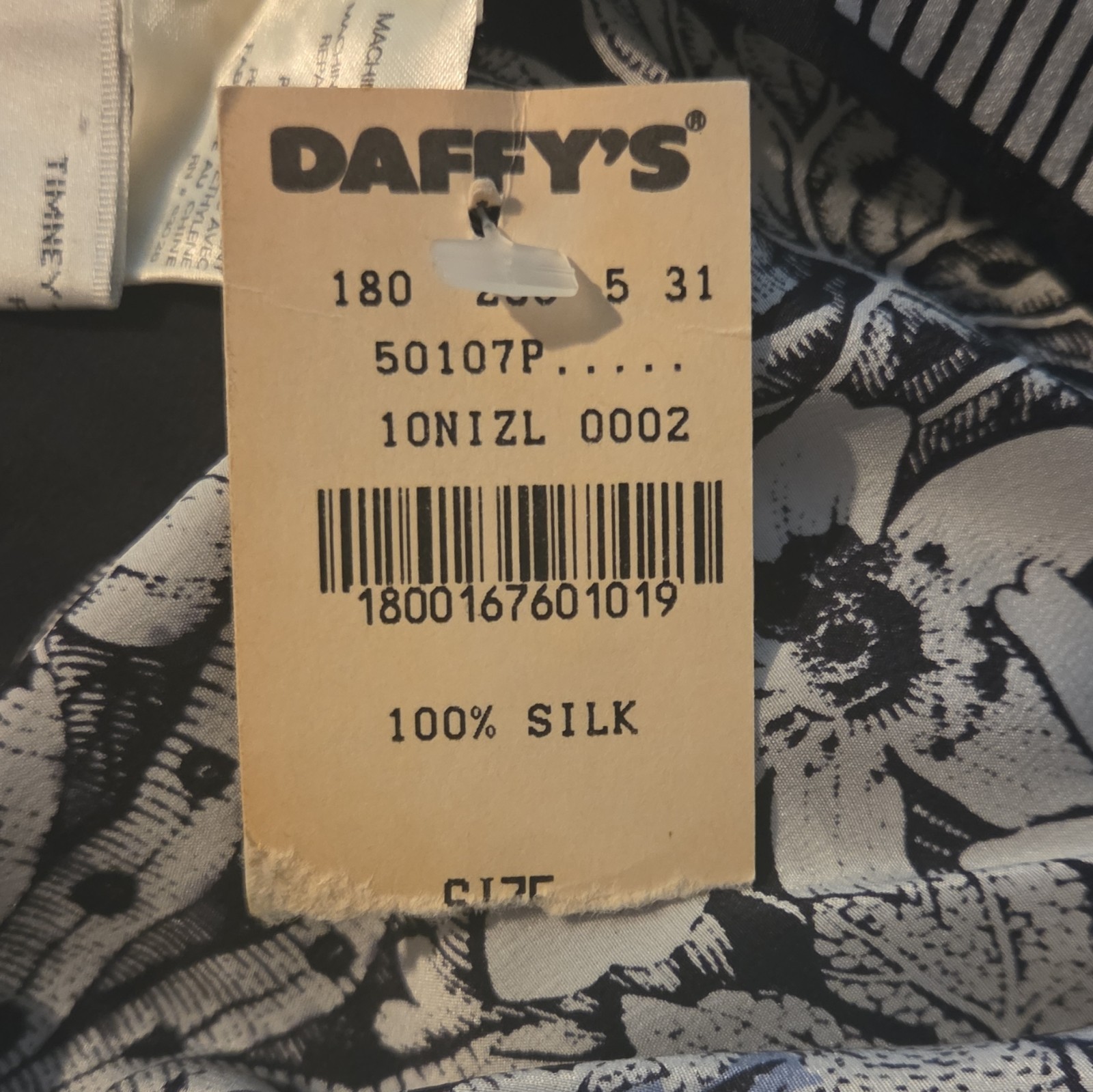 Daffy’s Silk Satin Blue Floral Square Scarf Lightweight Women’s Logo Accent