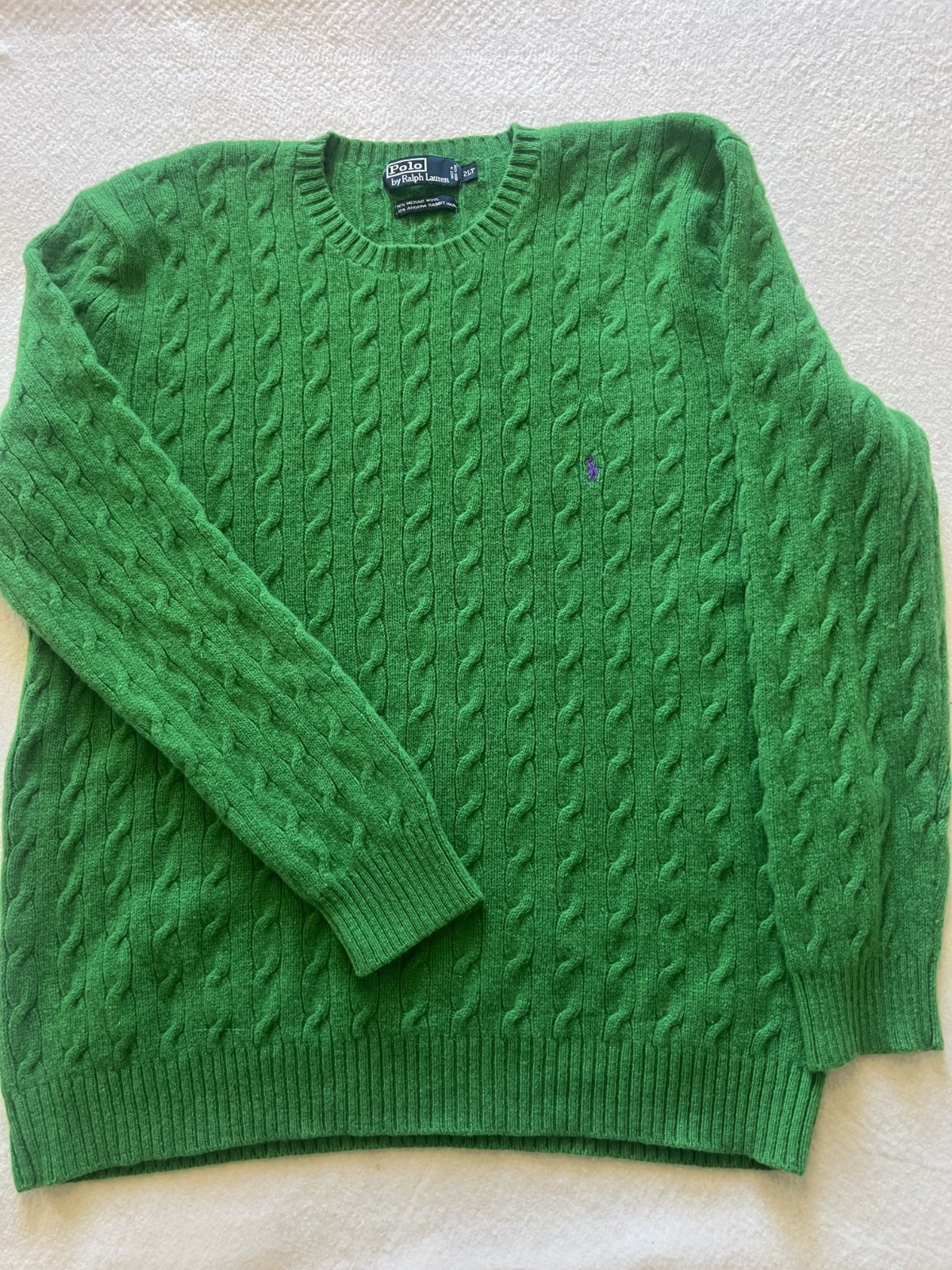 Polo Ralph Lauren Cable Knit Merino Wool Angora Rabbit Hair Sweater Size 2XLT