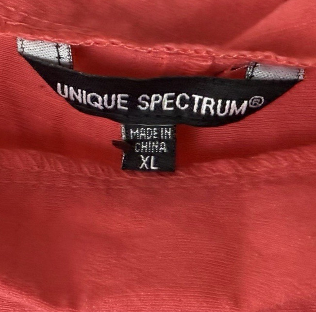 NEW Unique Spectrum Blouse Size XL Top 3/4 Sleeves Lightweight Reddish Pink