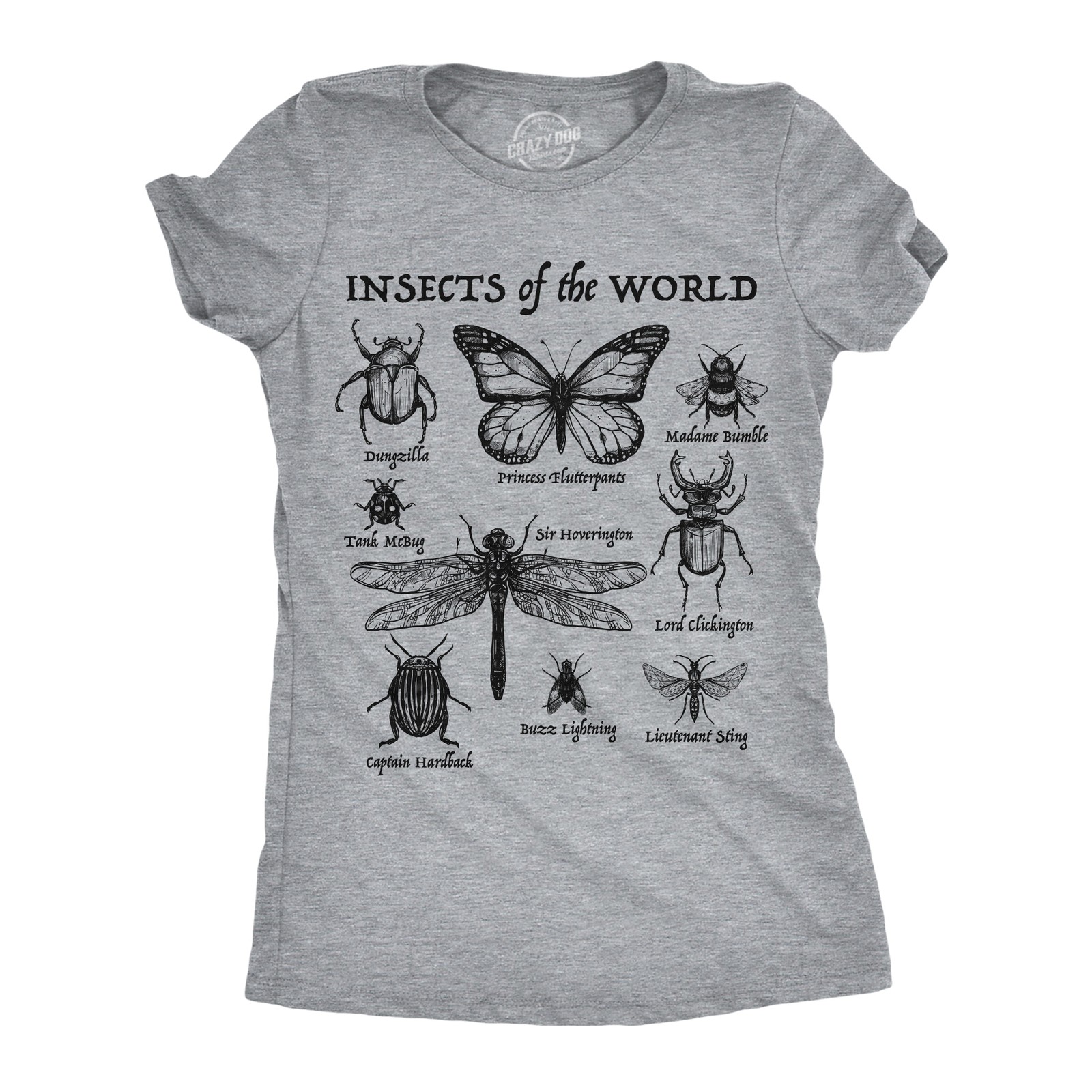 Womens Funny T Shirts Insects Of The World Sarcastic Joke Tee For Ladies