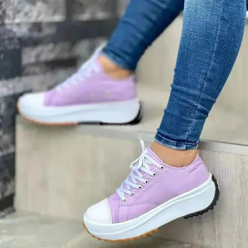 Shoes for Women Classic White Canvas Sneakers Fashion Platform Women Casual