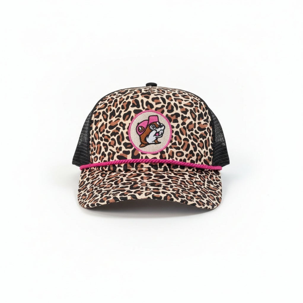 New Buc-ee’s Baseball Cap Beaver Trucker Truck Stop Leopard Rope Mesh Hat