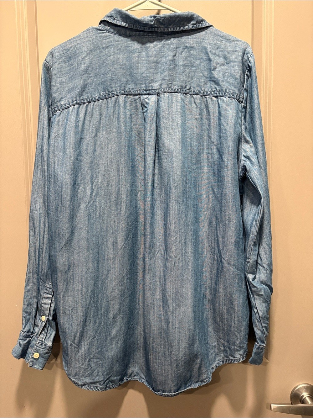 Style & Co Embroidered Chambray Lyocell Button Up Shirt Floral Boho L