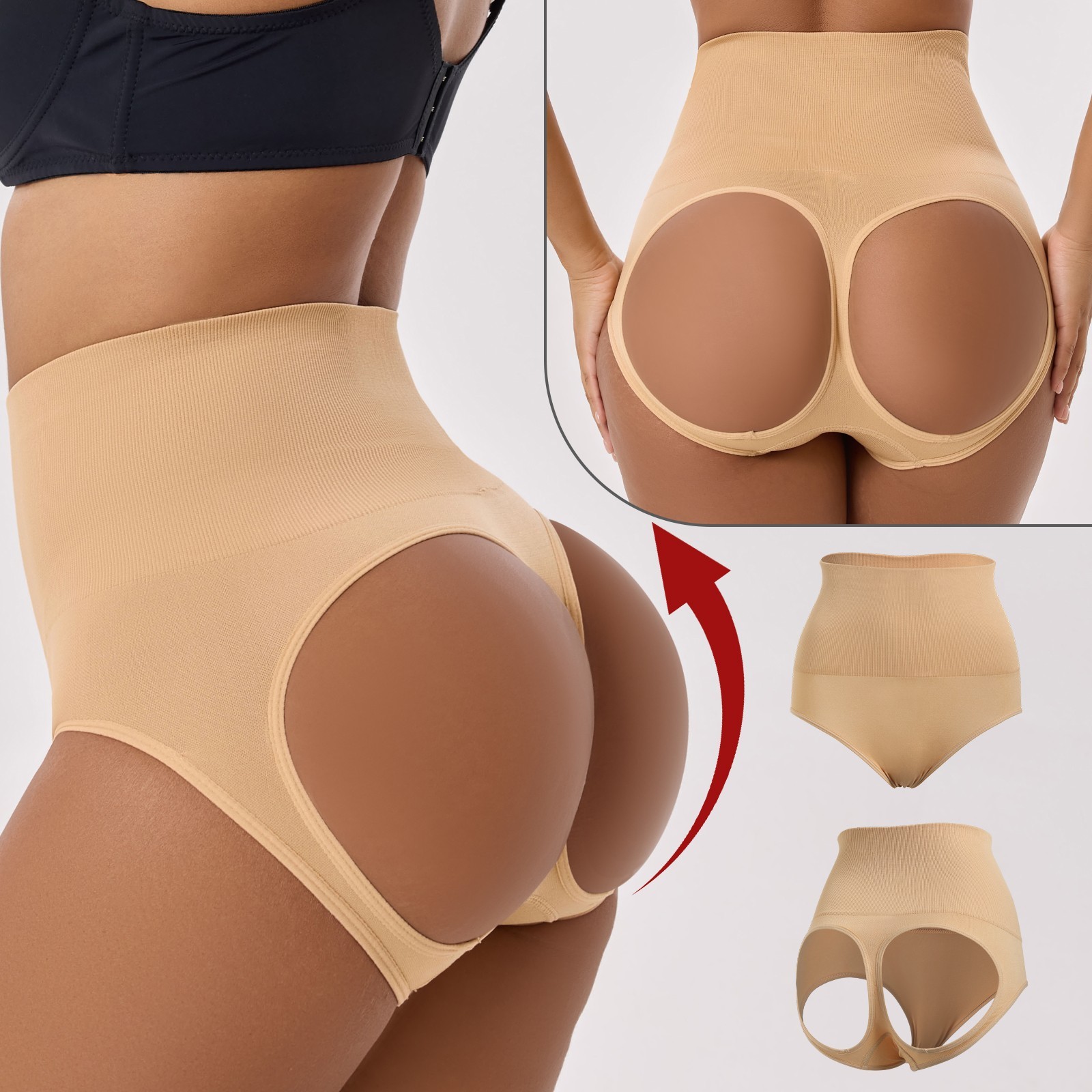 High Waist Butt Lifter Shapewear Tummy Control Open Hip Shaper Shorts