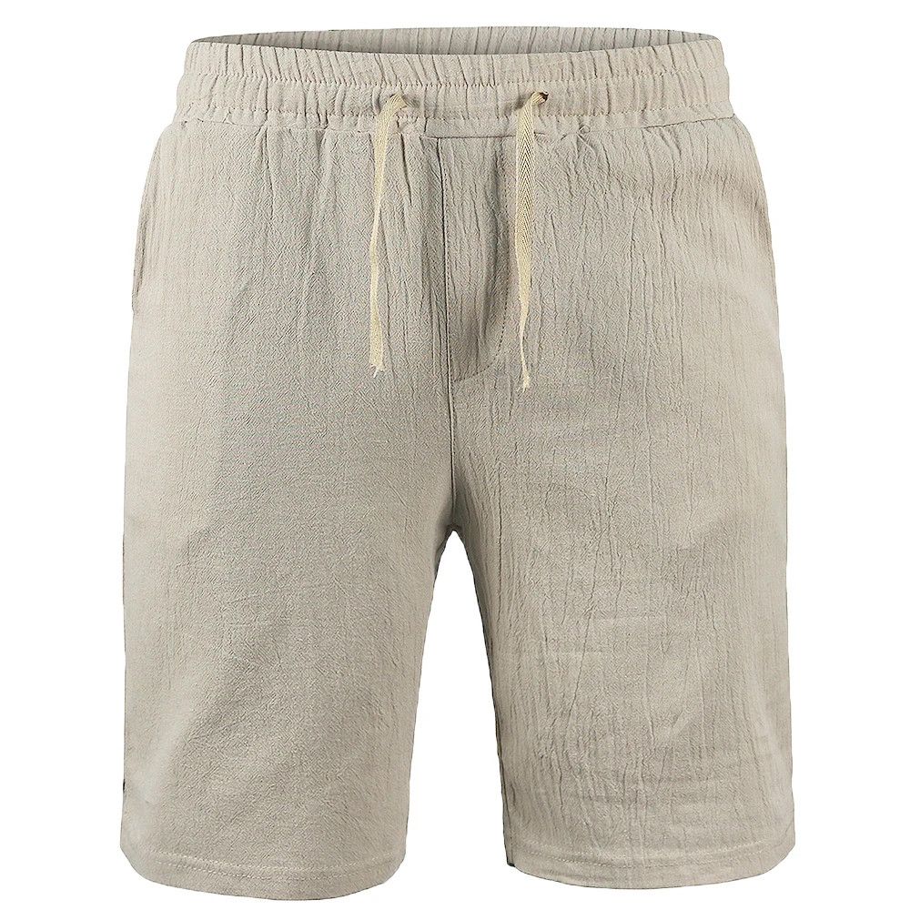 Men’s LINEN Shorts Casual Summer Beach Cotton Loose Fit Drawstring Pants S-3XL