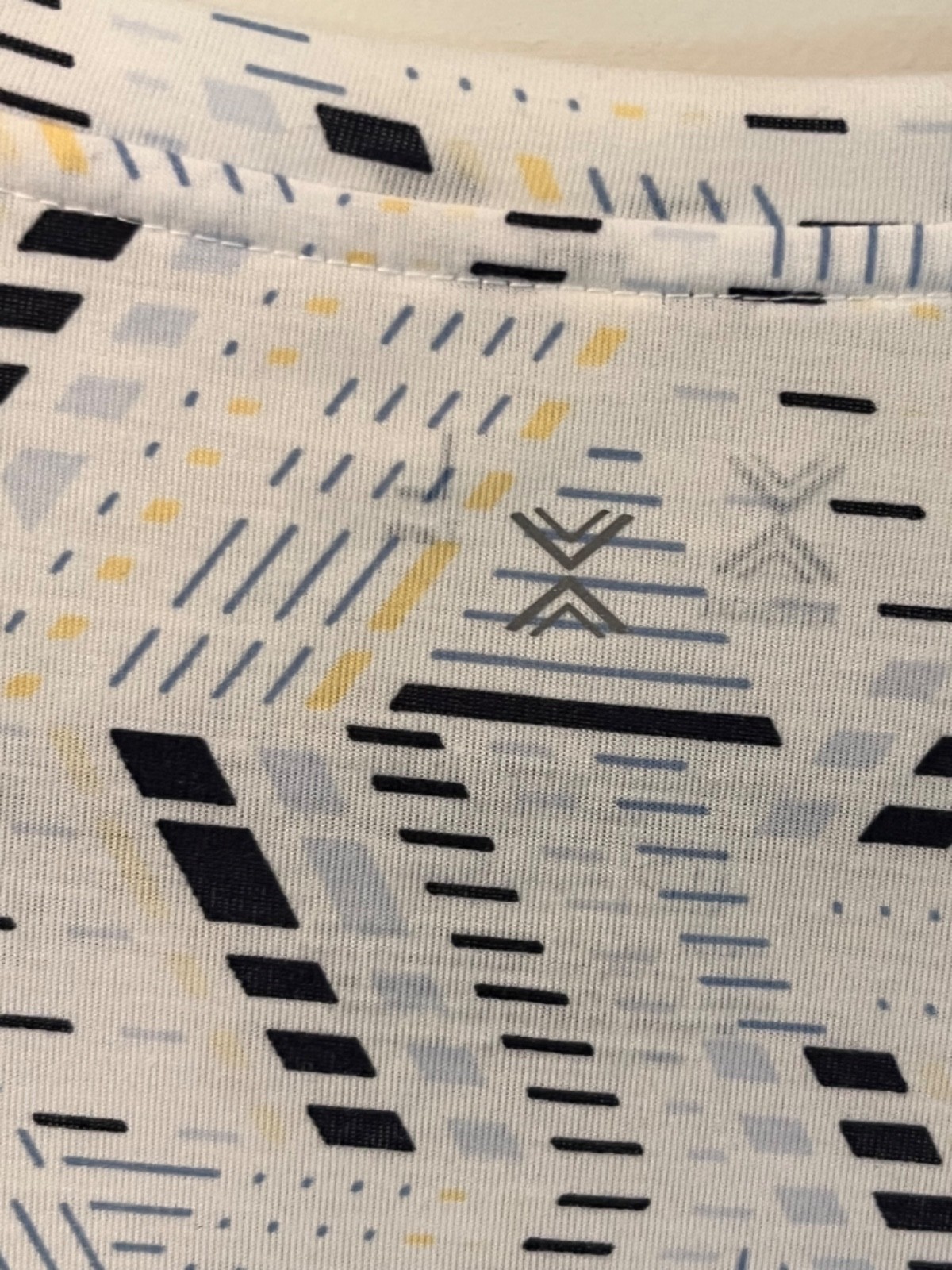 Xersion White Black Blue Yellow Geometric Print Tank Top Size L Fitness Gym