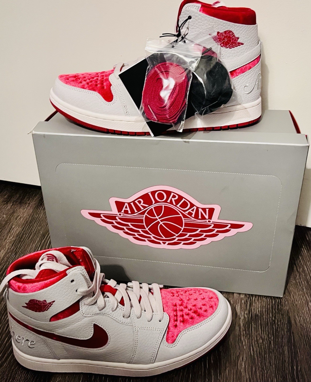 BRAND NEW CUSTOM AIR JORDAN 1 ZOOM AIR White/Red Leather in original box!