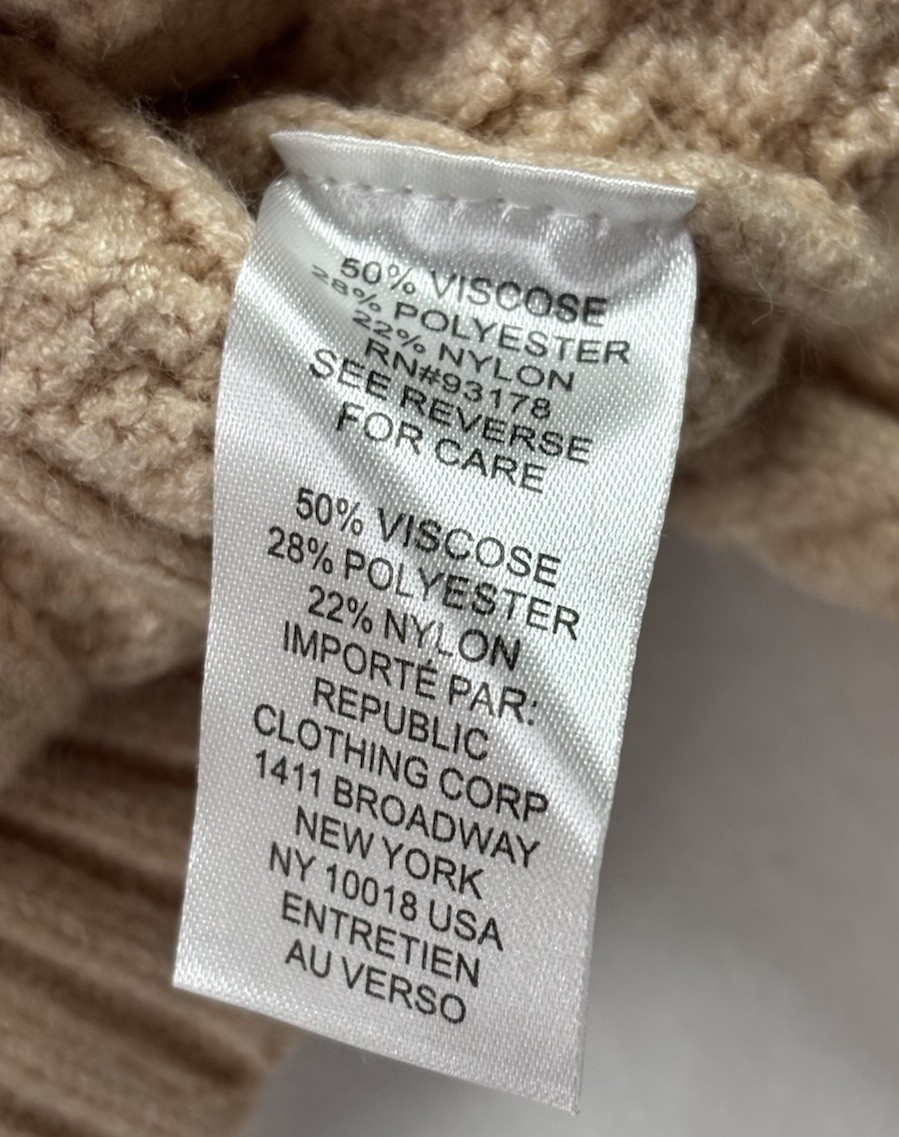 Truth by Republic Chunky Cable Knit Cropped M Turtleneck Sweater Neutral Capsule