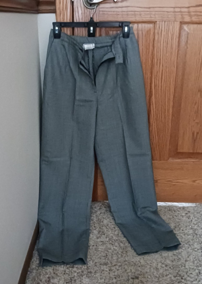 FASHION STAR WOMENS PLEATED BLACK GEOMETRIC SLACKS/PANTS- SIZE 10 SP – 26″ Waist