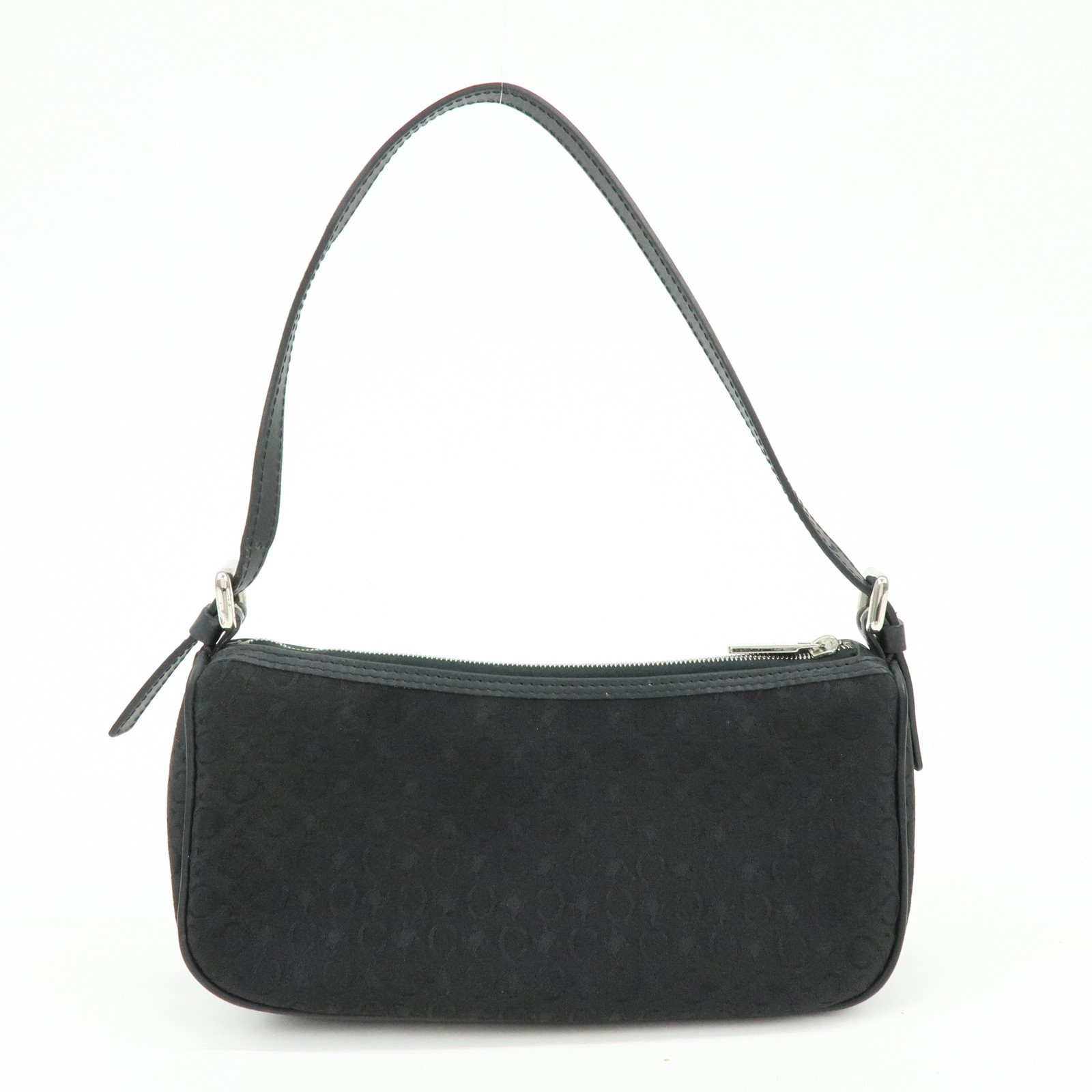 CELINE C Macadam Leather Shoulder Hand Bag Accessory Pouch Black Auth Used F/S