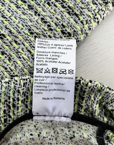 Sandro Green Tweed Jacket with Black Leather Trim – Size 36 (UK 8)