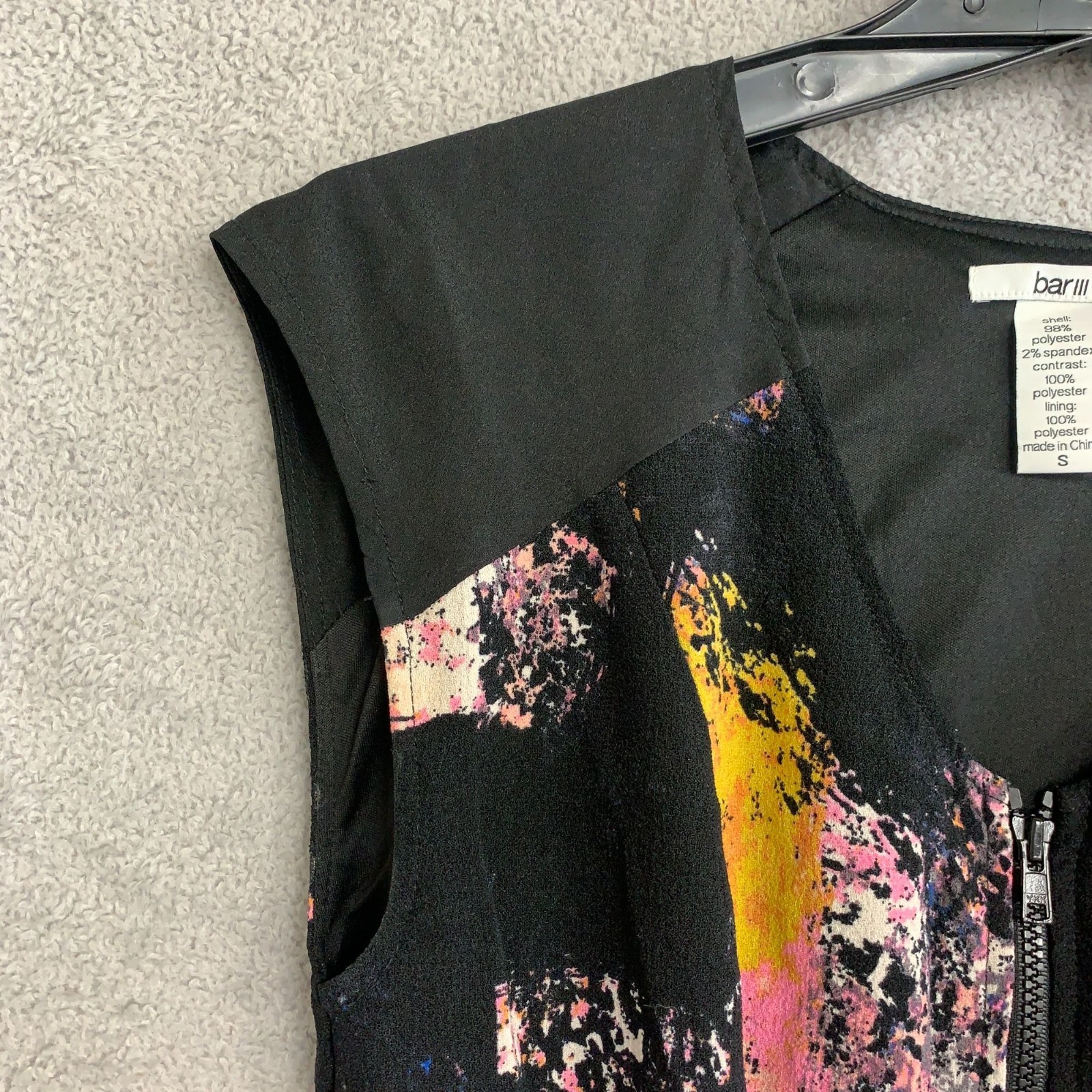 Bar III Women’s S Abstract Print Sleeveless Mini Shirt Dress Multicolor P0051