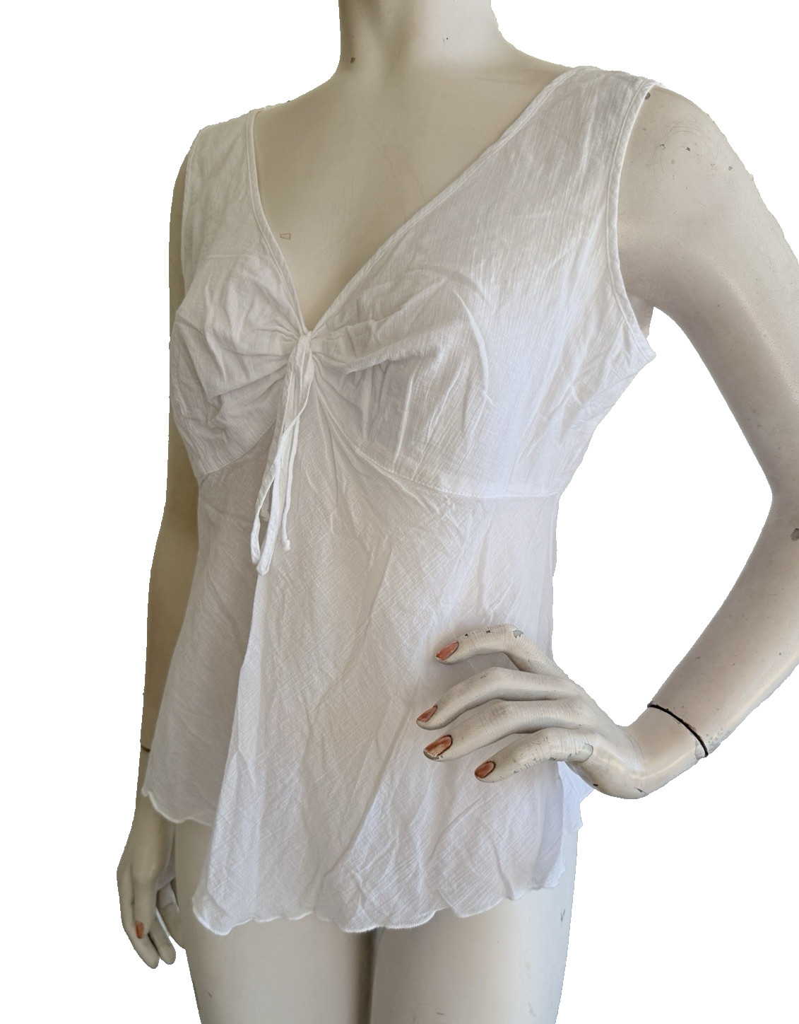 JAMS WORLD Voile Tank Top White 100% Cotton Hawaiian Aloha V-Neck NEW Size XL