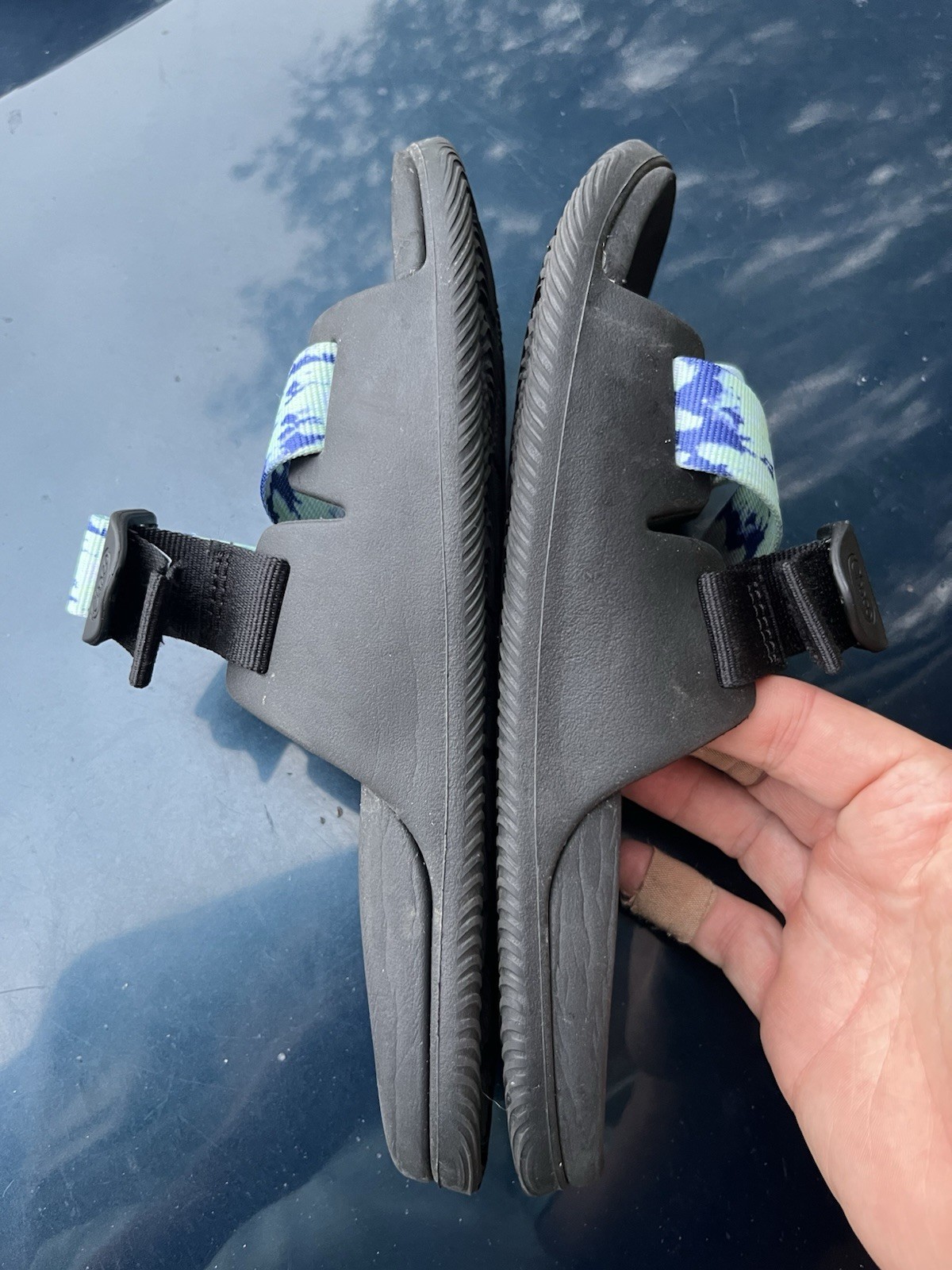 Chaco Chillos Tie Dye Blue Green White Polyester & synthetic slide sandals 9/40