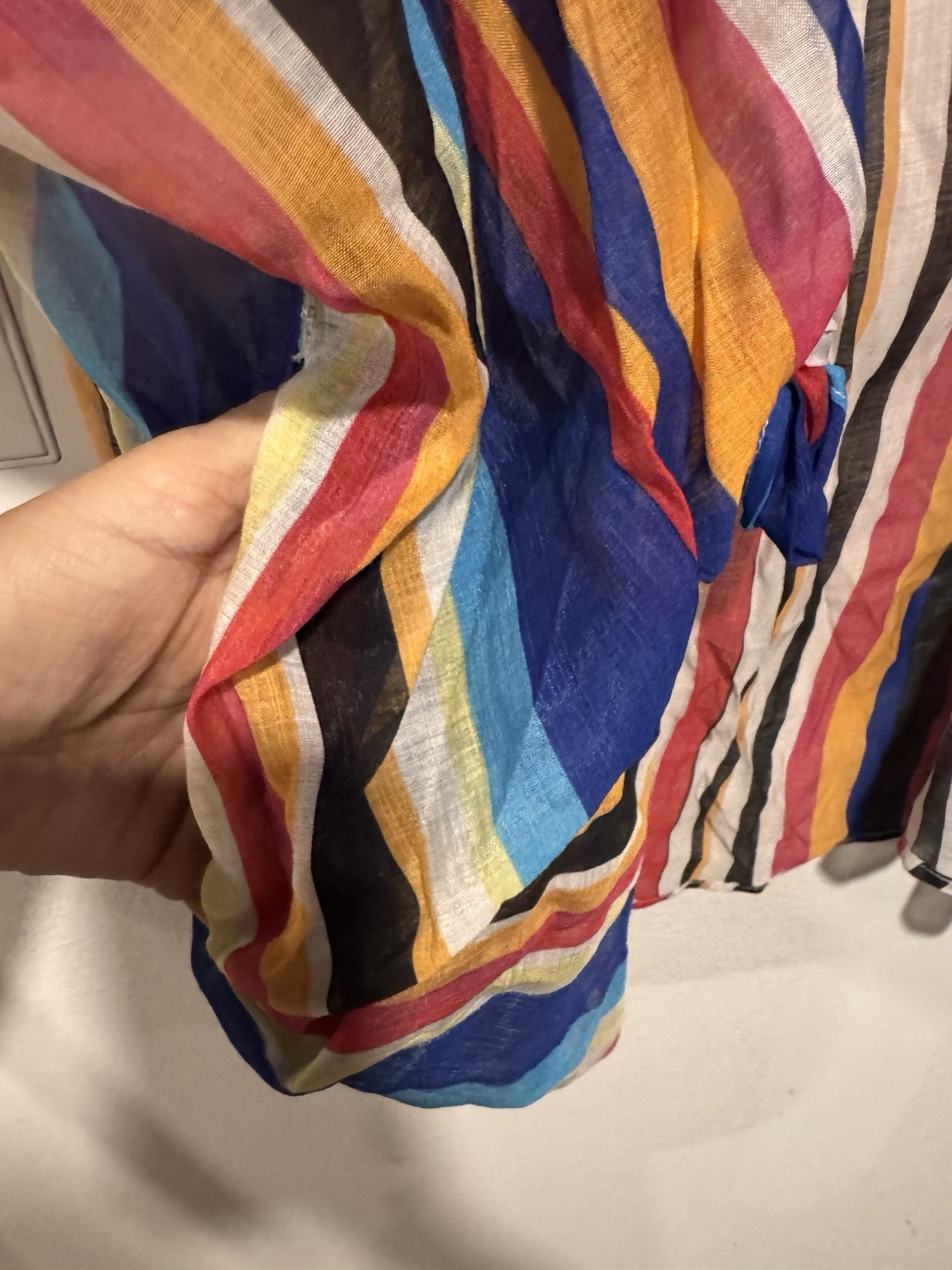 Davi&Dani Multicolored Striped Kimono Open-Front Lhtweight Boho Cardigan Top 1XL