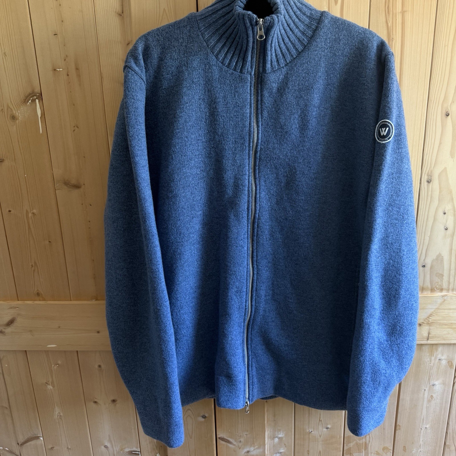 Holbrook Sweden Classic Windproof Full Zip Lined Sweater XXL Blue Norwegian Wool