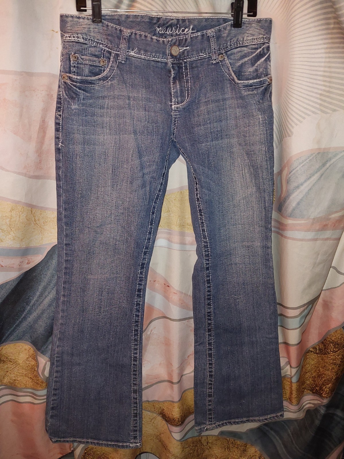 Maurices Jeans Womens 9/10 Original Mid Blue Denim Stretch Low Rise 33 X 31